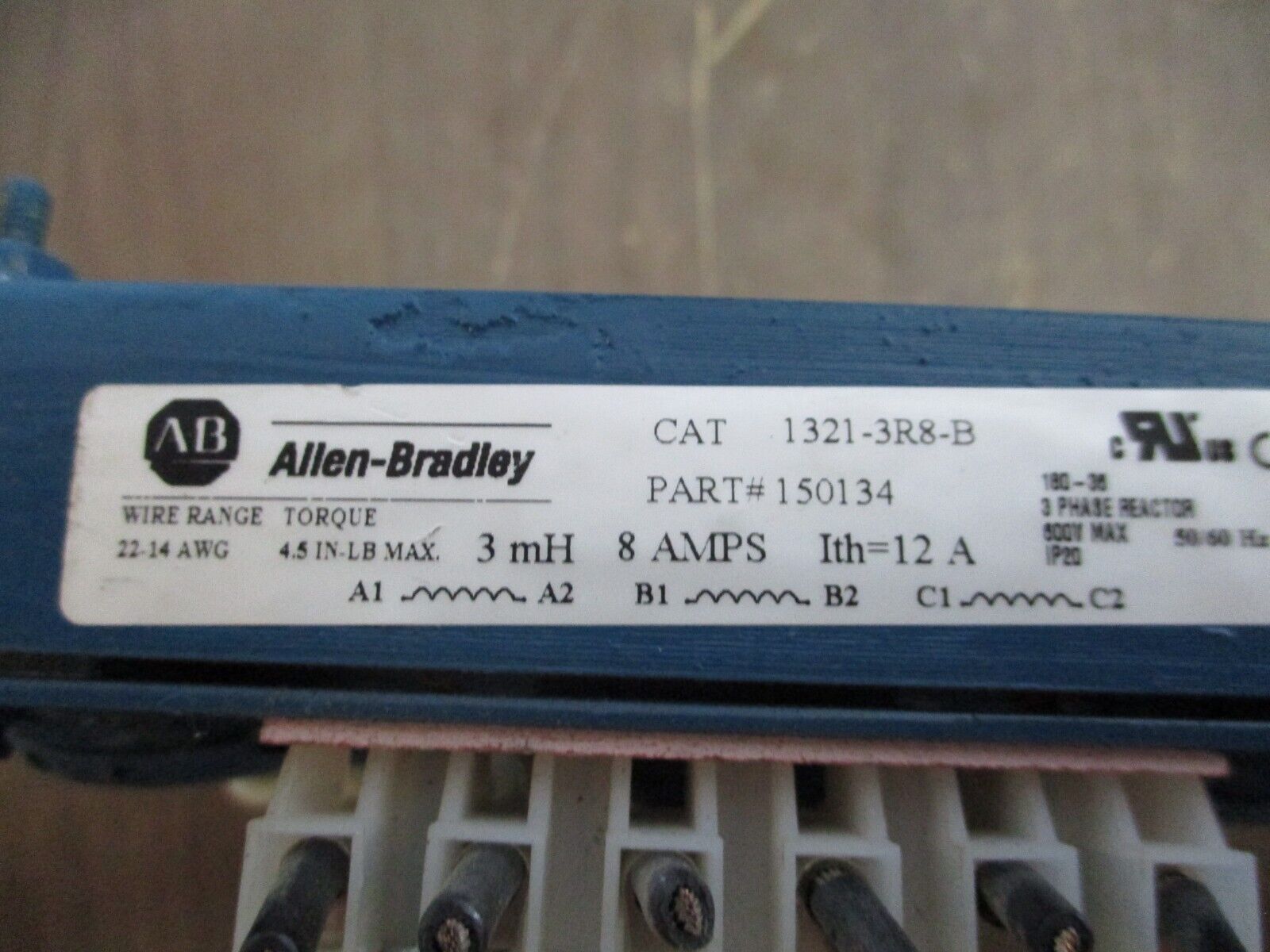 Allen-Bradley 1321-3R8-B Line Reactor 150134 3mH 8A 3Ph 600V Used