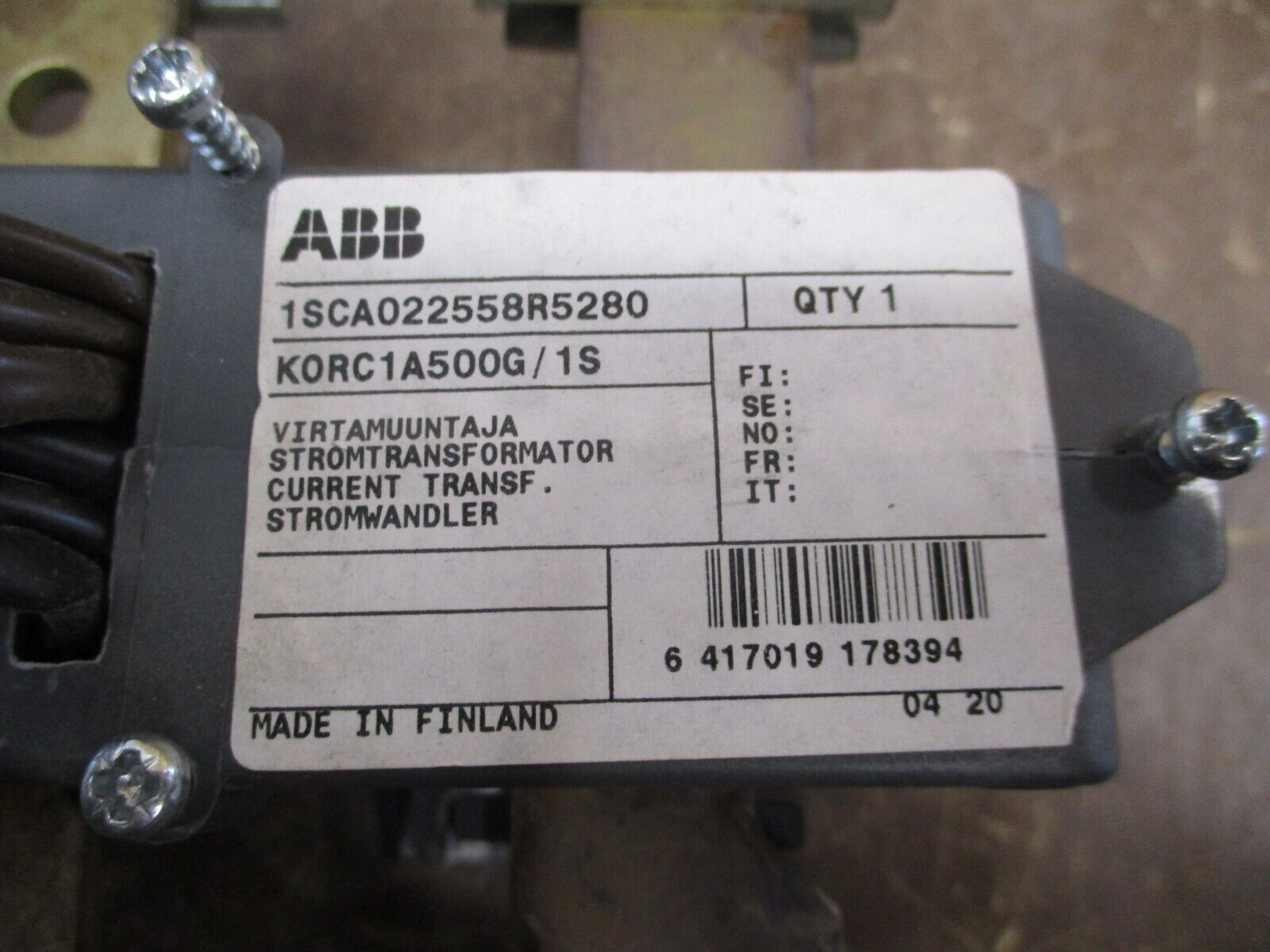 ABB Current Transformer 1SCA022558R5280 Used