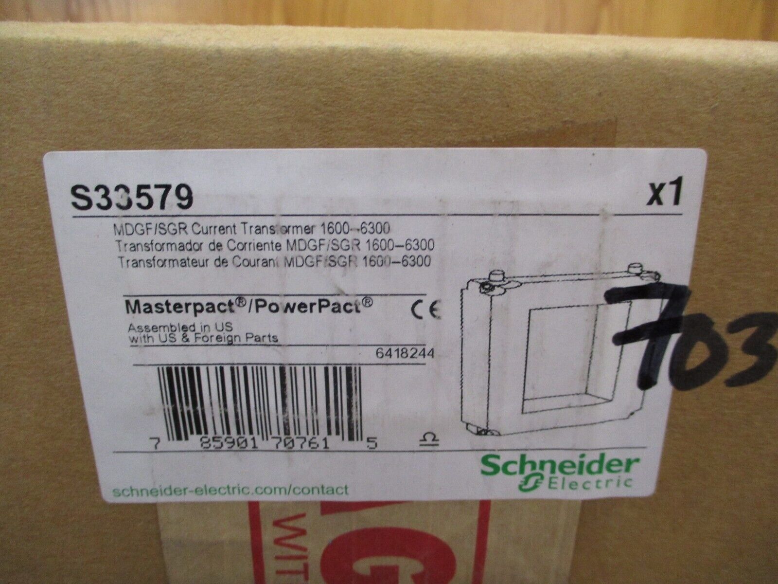 Schneider Electric MasterPact/PowerPact MDGF/SGR Current Transformer S33579