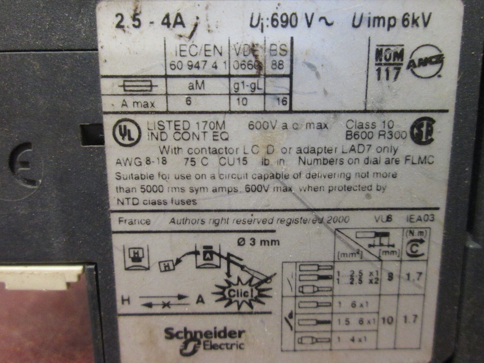 Telemecanique Solid State Overload Relay LRD 08 Range: 2.5 - 4A Used