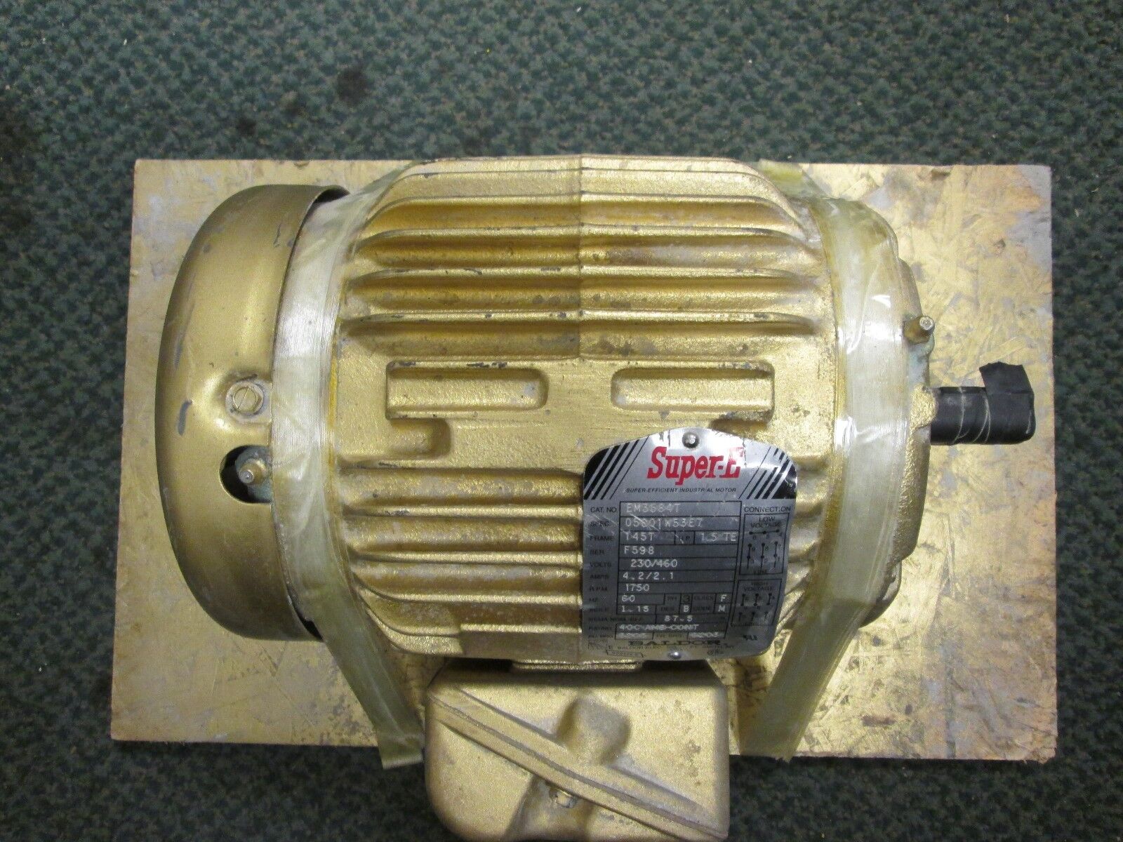 Baldor Super-E Motor EM3584T 1.5HP 1750RPMs 3Ph 230/460V 4.2/2.1A New Surplus