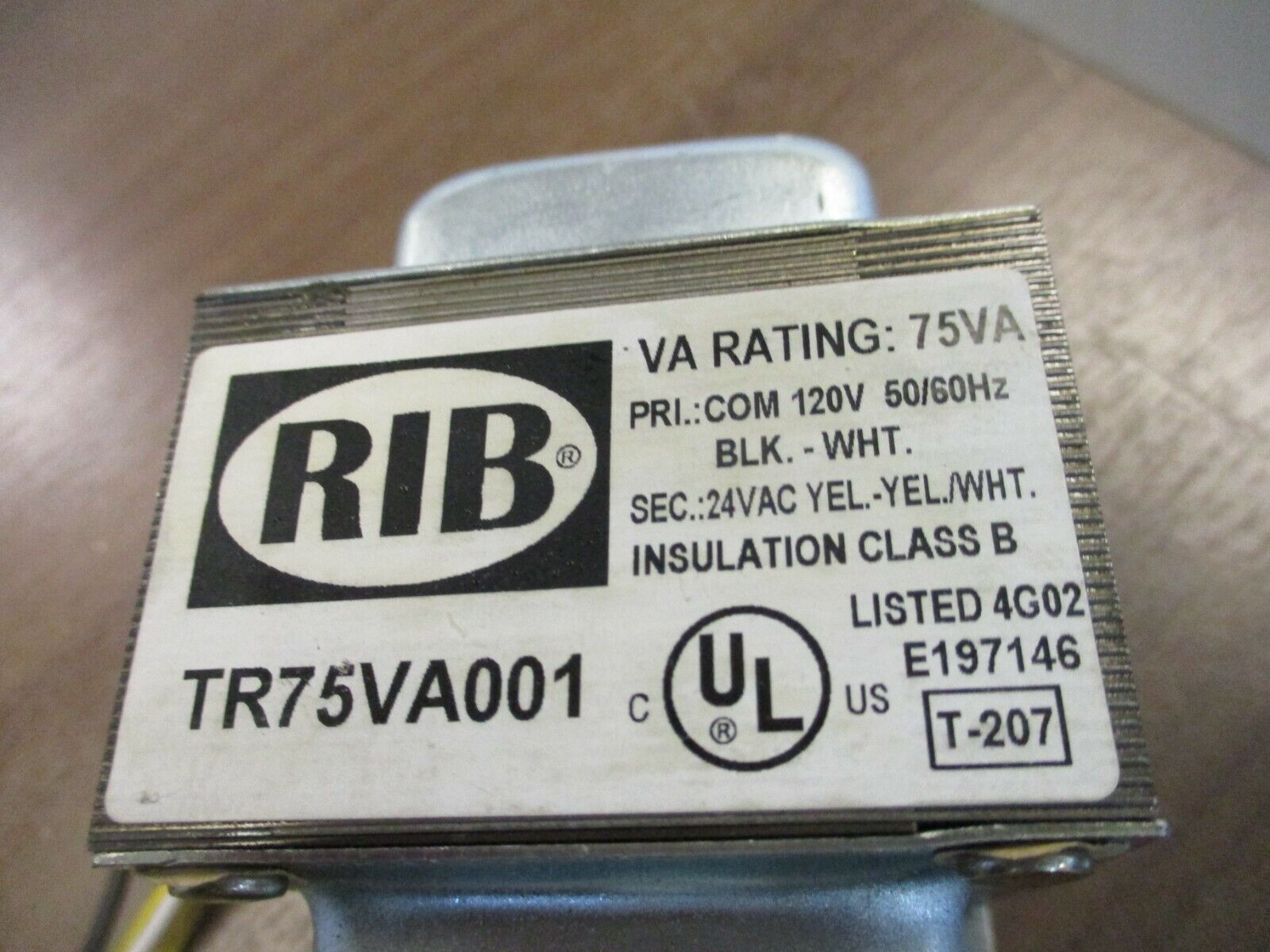 RIB Transformer TR75VA001 75VA Pri: 120V Sec: 24V 50/60Hz Used