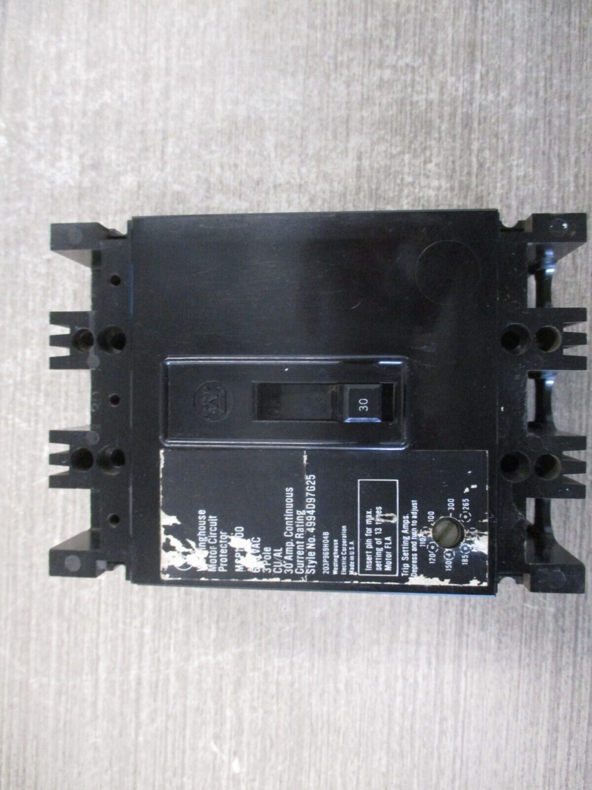 Westinghouse Motor Protector Circuit Breaker MCP13300 Trip: 100-300A 600V 3P