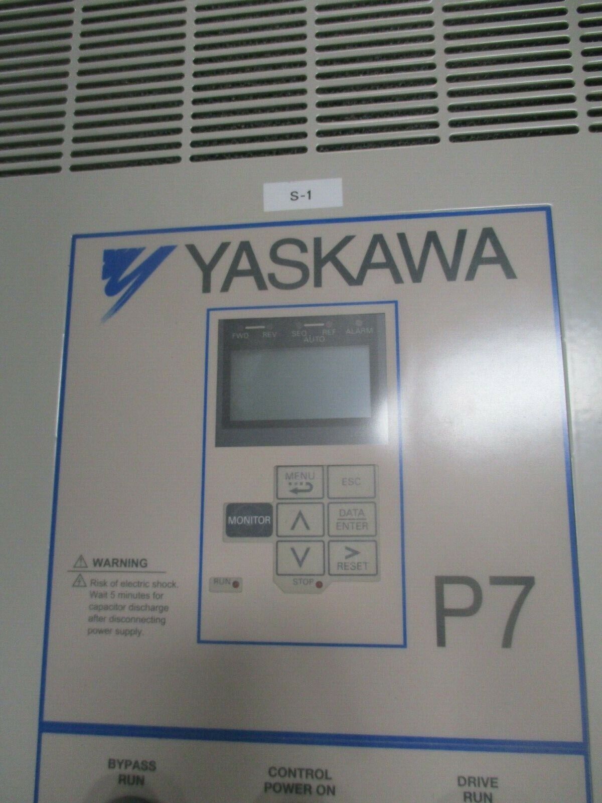 Yaskawa P7 AC Drive w/ Bypass P7BVB034XJ 25HP 3Ph Used