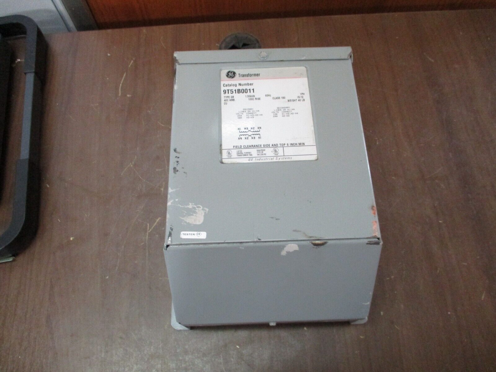 GE Transformer 9T51B0011 1.50 KVA Pri. 240 x 480V Sec. 120 x 240V 1PH 60HZ Used