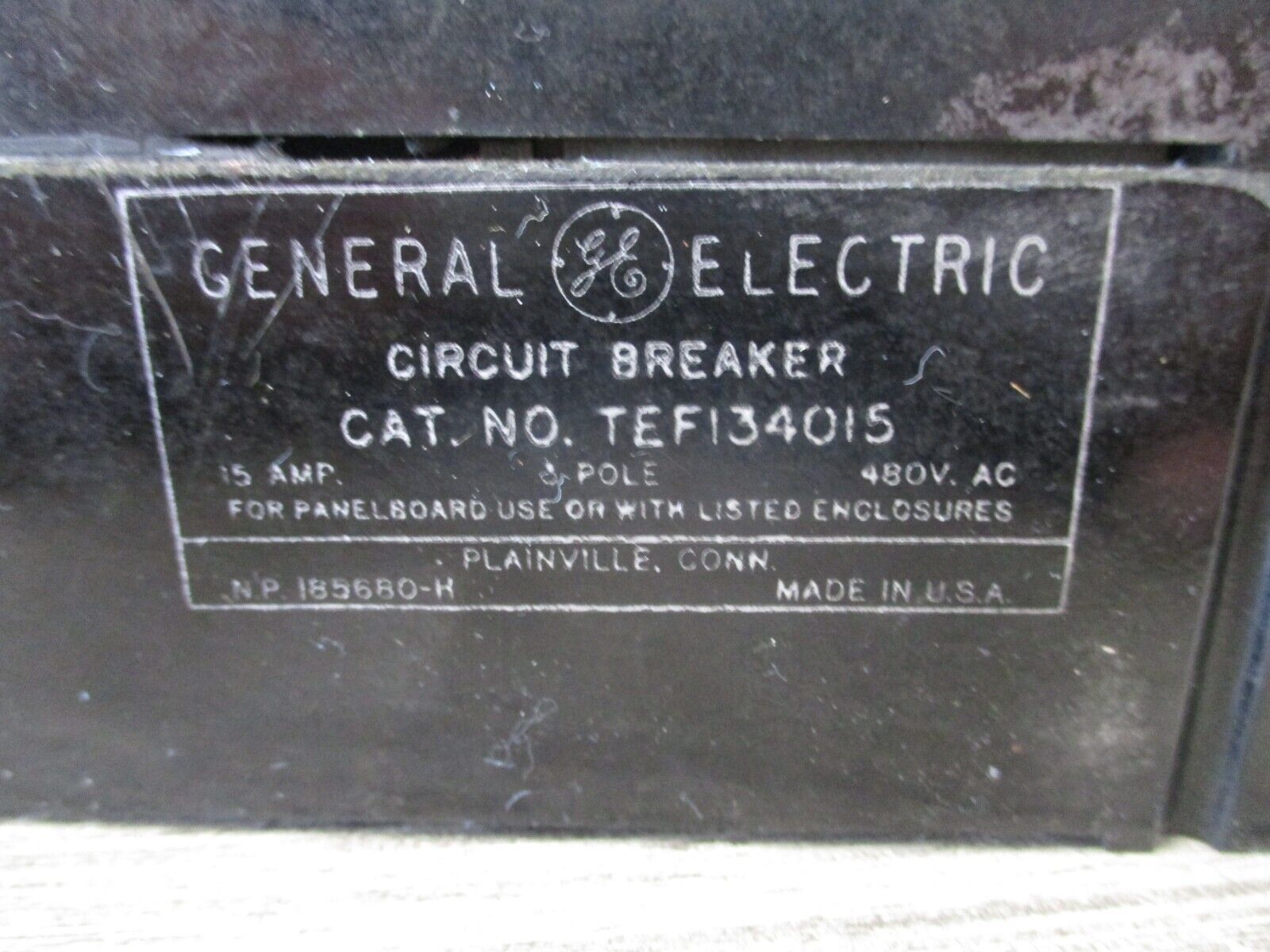 GE Circuit Breaker TEF134015 15A 480V 3P Used