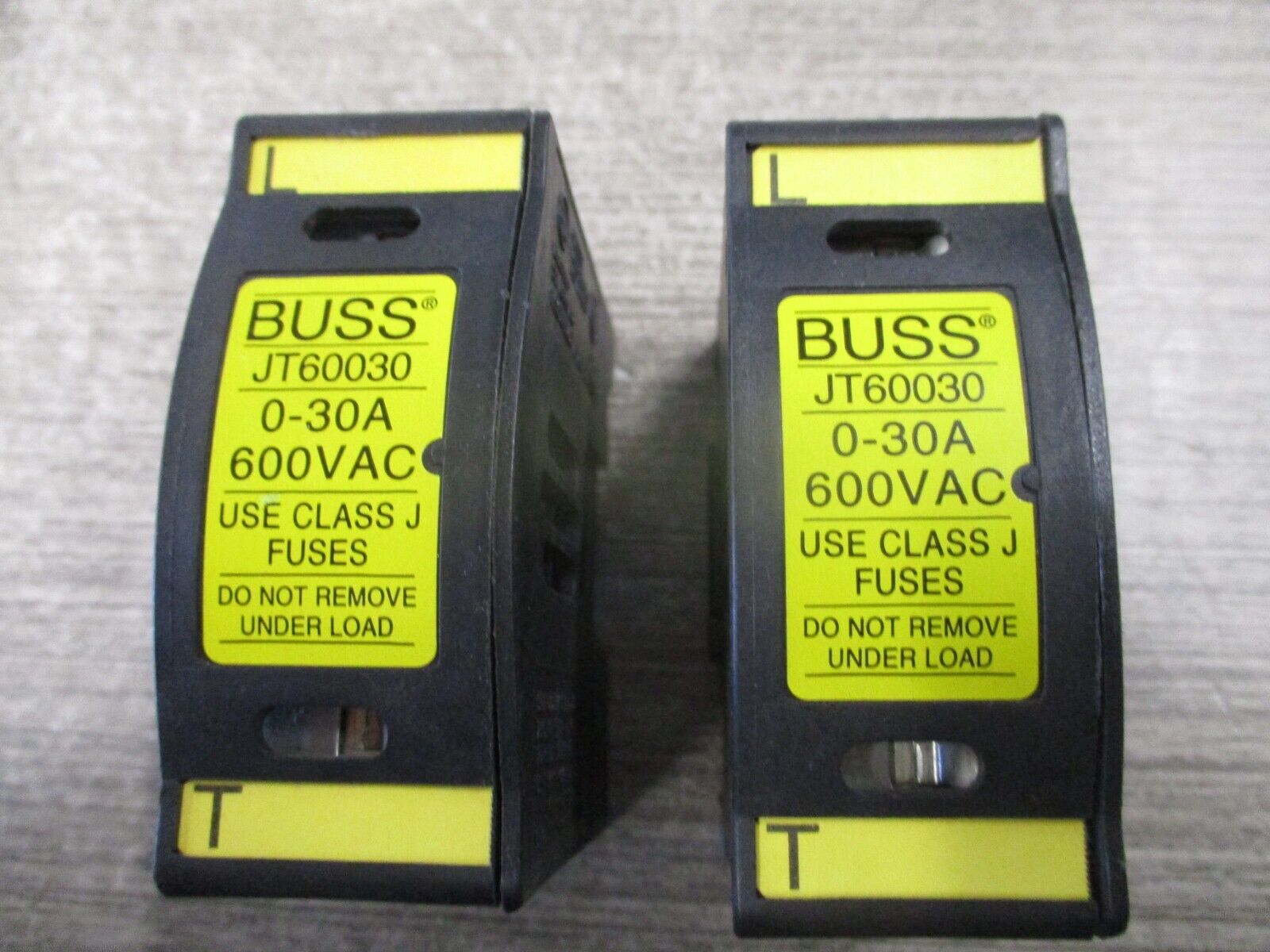 Buss Fuse Holder JT60030 30A 600V 1P W/3A Fuse *Lot of 2* Used