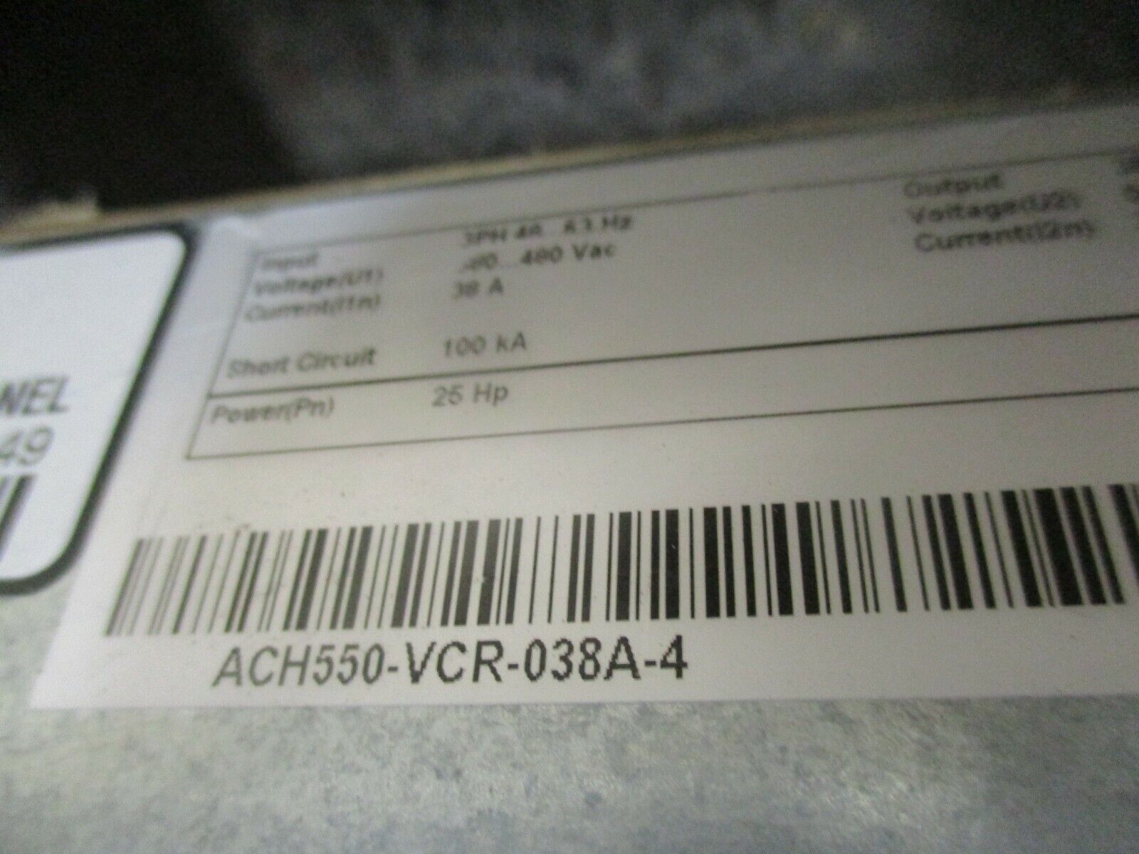 ABB ACH550 AC Drive w/ Bypass ACH550-VCR-038A-4 25HP 3Ph *No Cover* Used