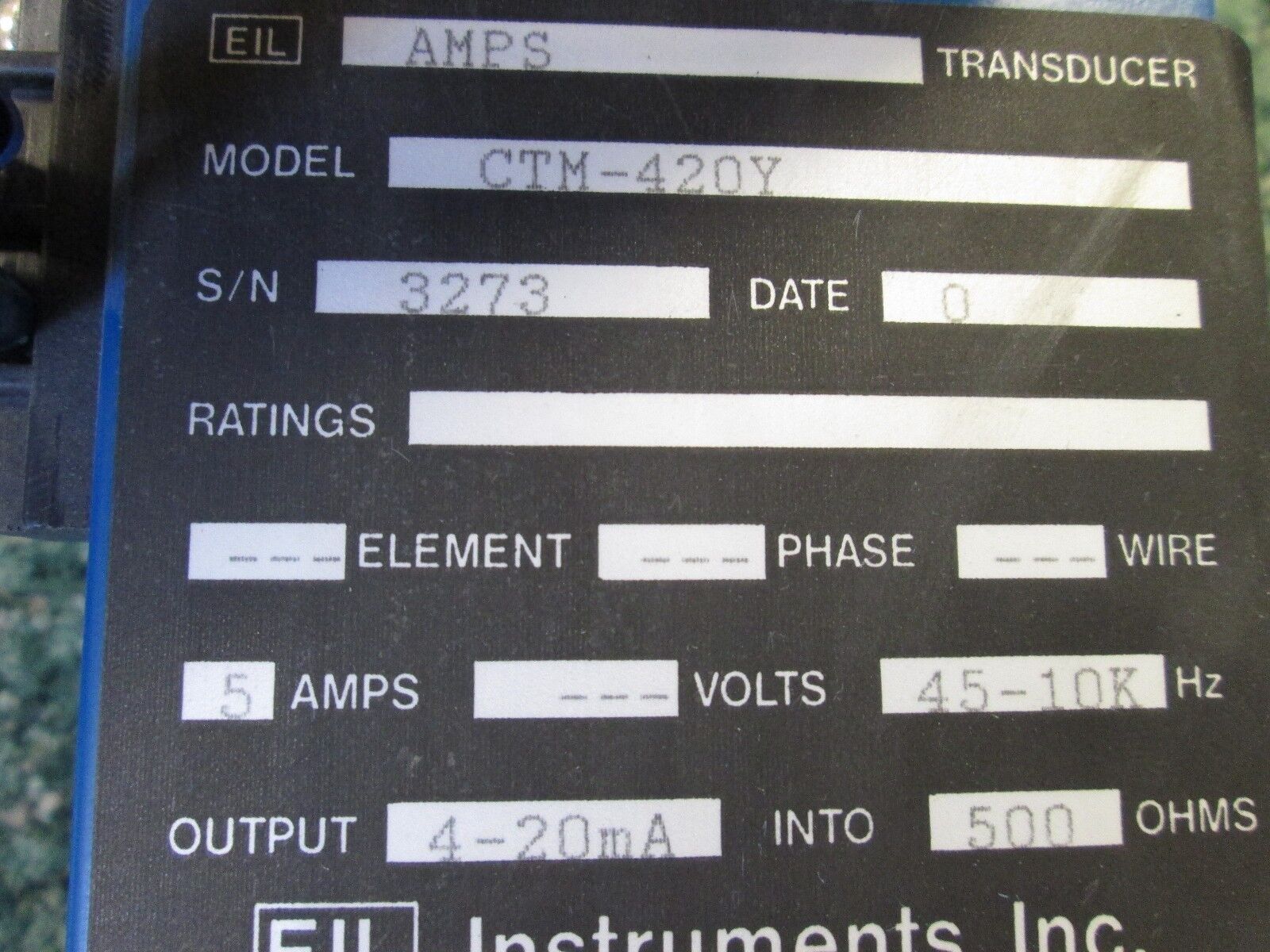 EIL Transducer CTM-420Y 4-20 mA 500 ohms Used