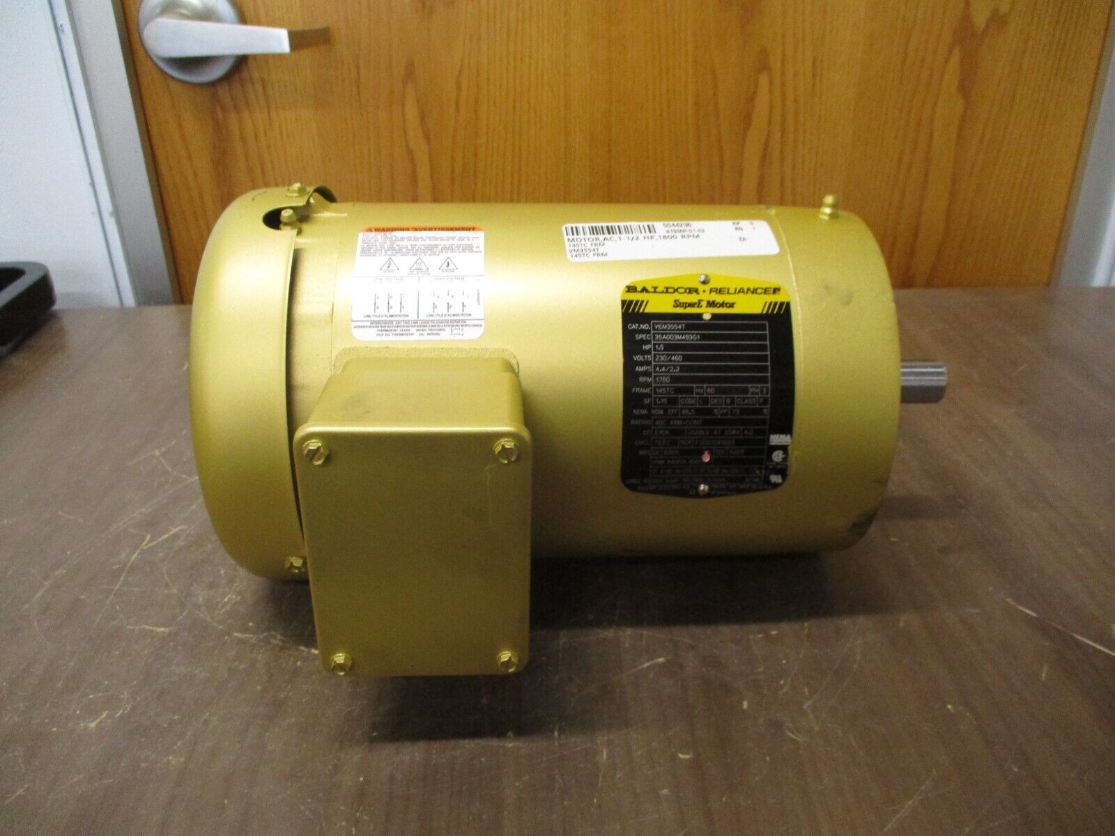 Baldor Motor VEM3554T 1.5HP 230/460V 4.4/2.2A 1800RPM 3Ph 60Hz New Surplus