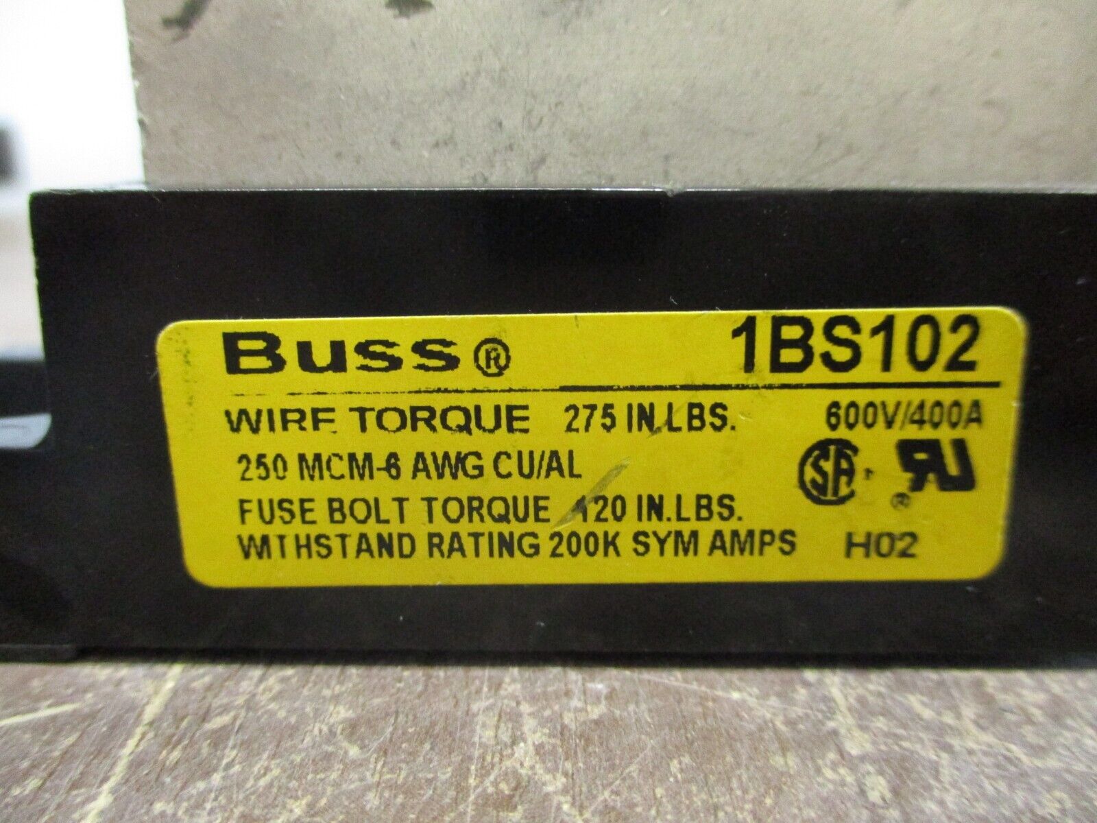 Buss Single Fuse Block 1BS102 400A 600V Used