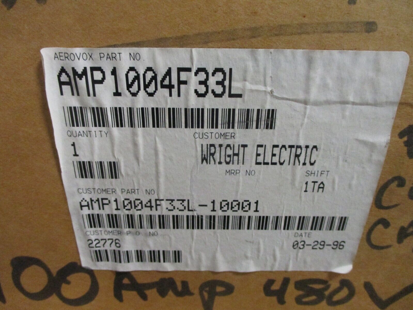 Aerovox Power Correction Capacitor AMP1004F33L 4KVAR 480V 3Ph New Surplus