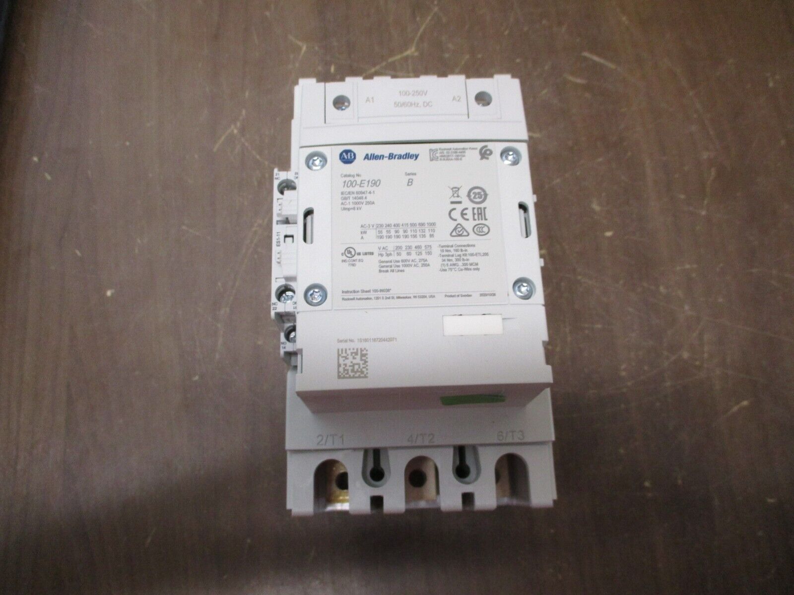 Allen-Bradley Contactor 100-E190KD11 Ser. B 100-250V AC/DC Coil New Surplus