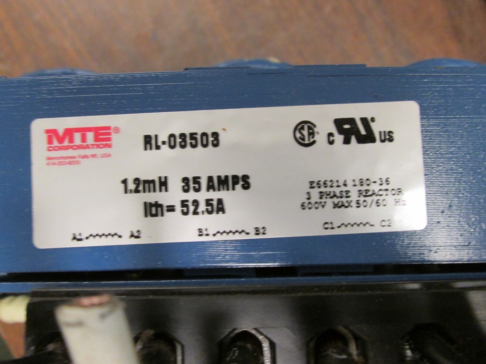 MTE 3-Phase Reactor RL-03503 35A 600V 50/60Hz 1.2mH Used