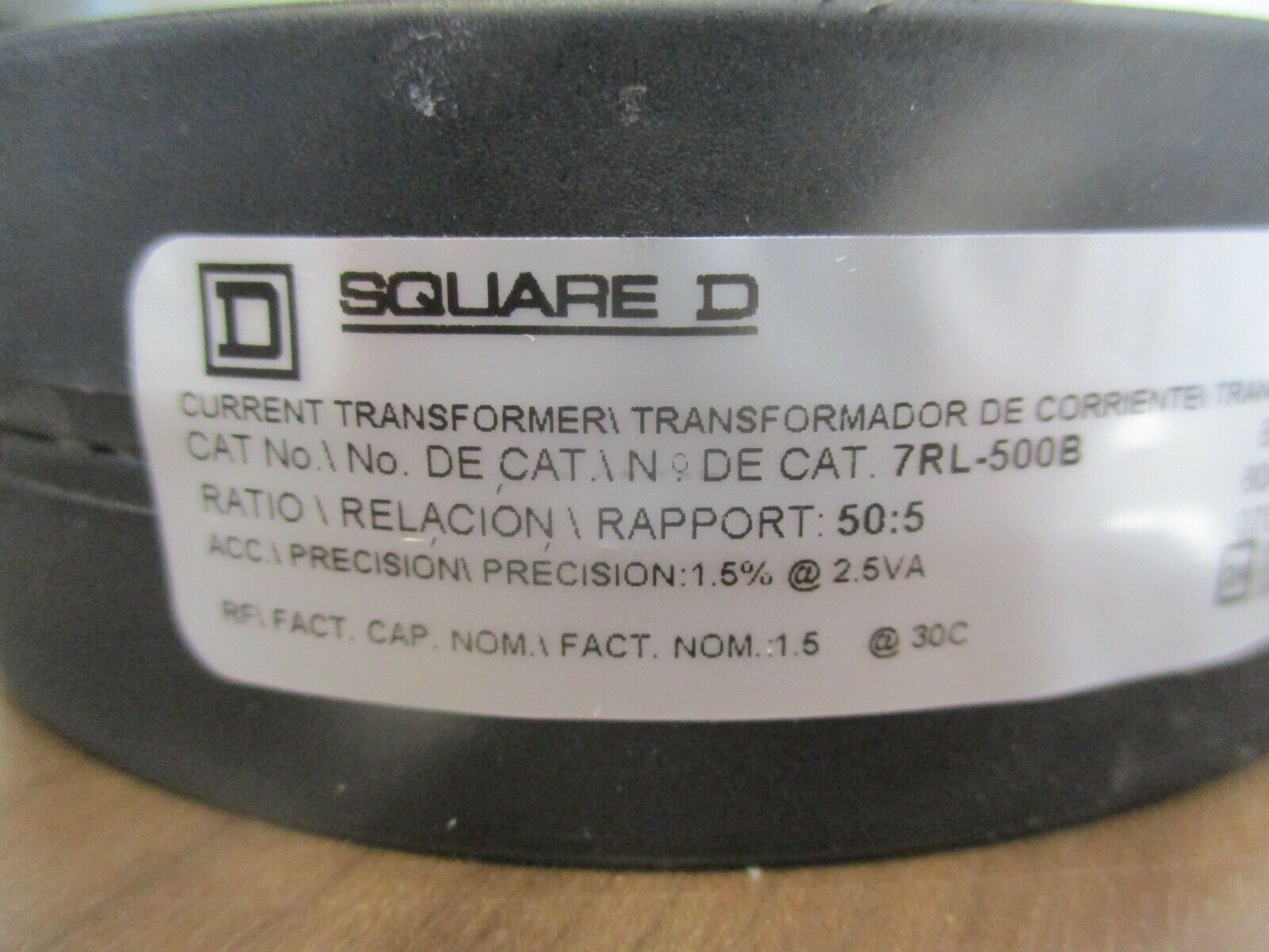 Square D Current Transformer 7RL-500B Ratio 55:5A 600V 50-400Hz 10KV BIL Used