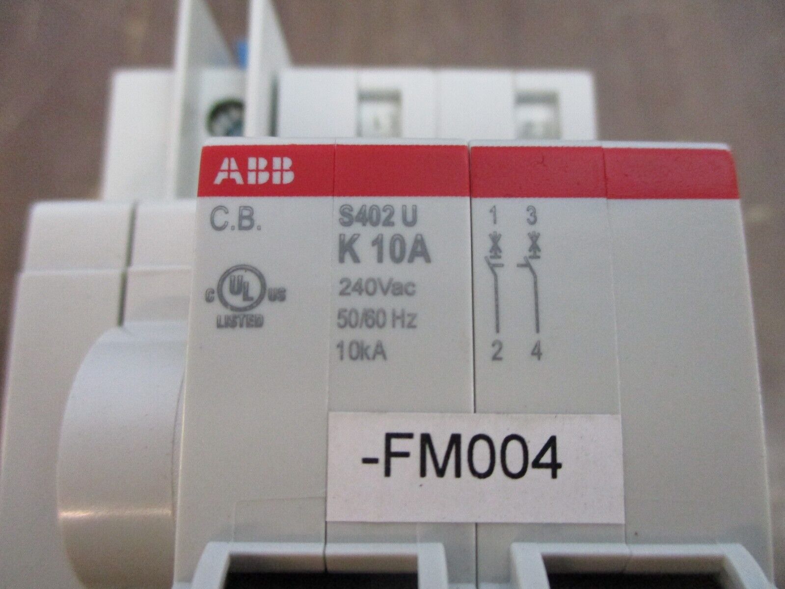 ABB Circuit Breaker S402 U K10A 10A 240V 2P w/ Aux Used