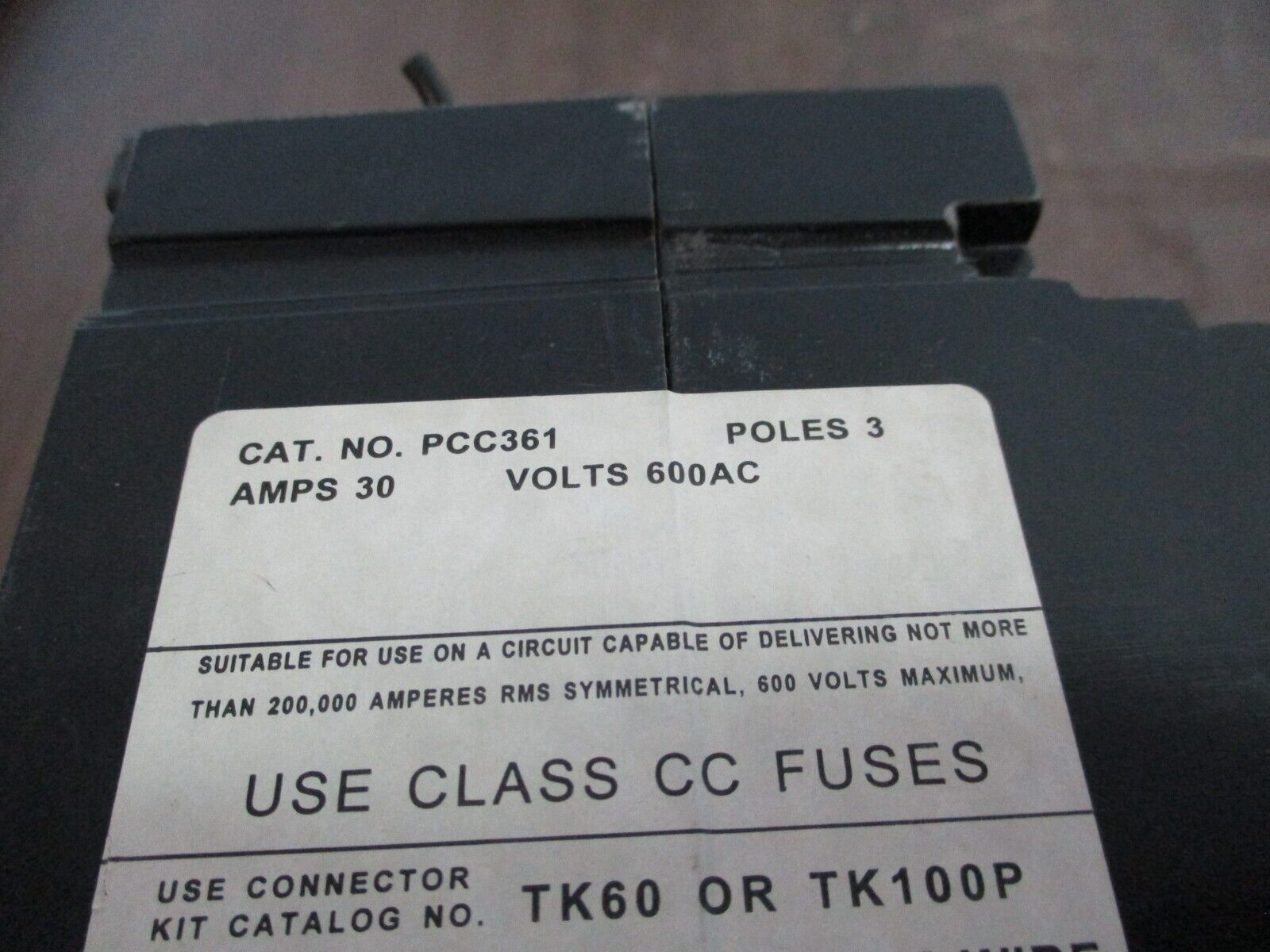 Boltswitch Fuse Pullout Switch PCC361 30A 600V 3P w/ (3) 1/2A Fuses Used