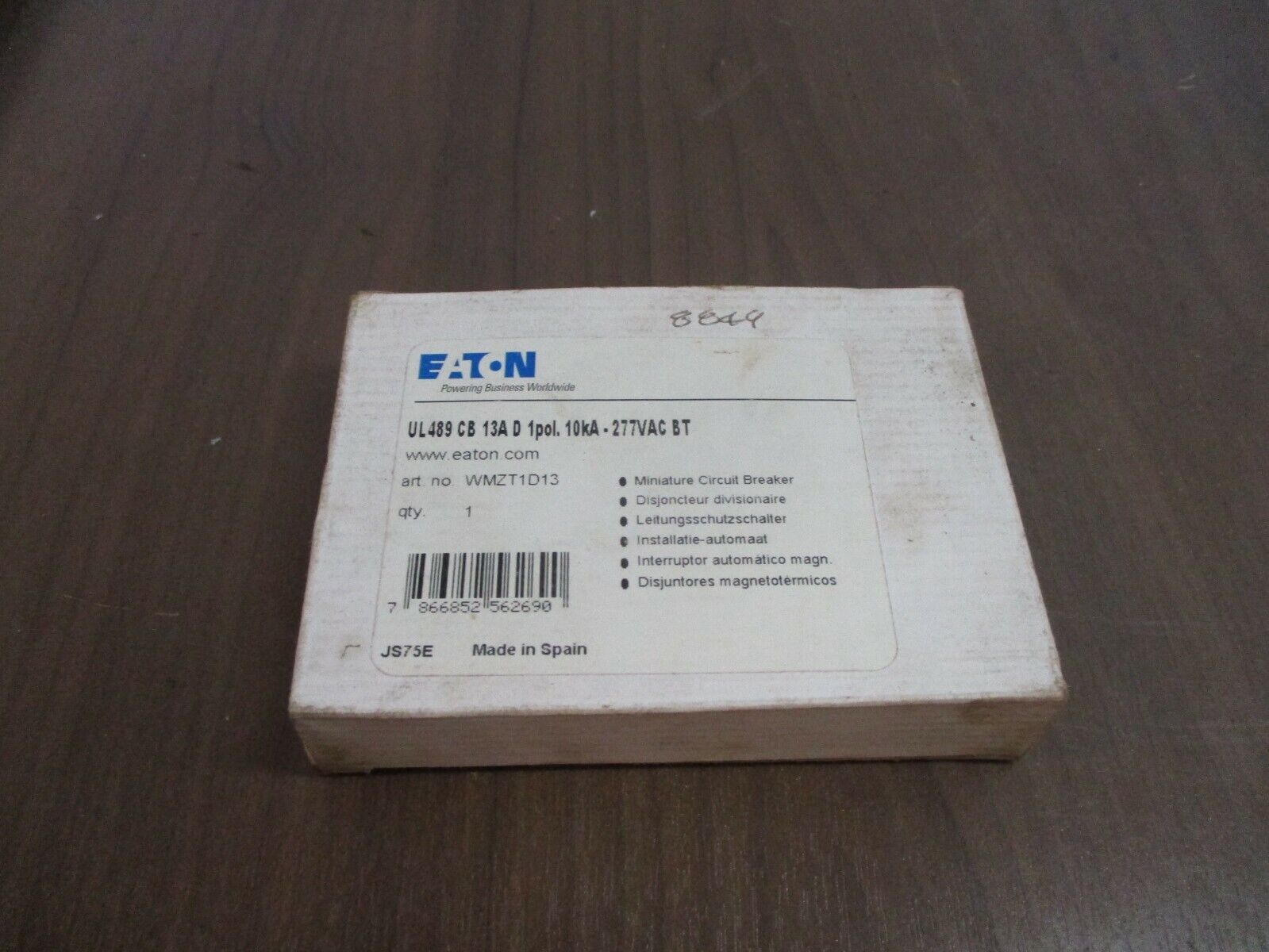 Eaton Mini Circuit Breaker WMZT1D13 13A 277V 1P New Surplus