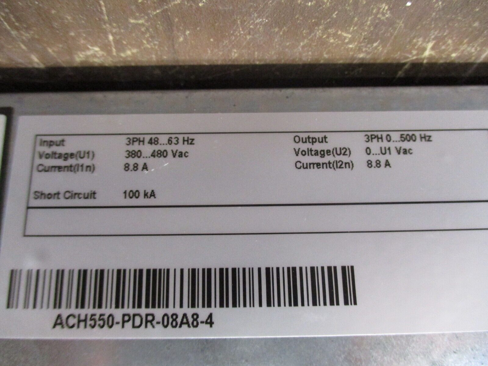 ABB ACH550 AC Drive ACH550-PDR-08A8-4 5HP 3Ph w/ Disconnect w/ Keypad Used