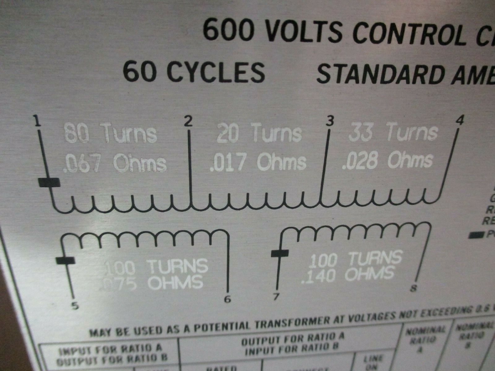 ABB Auxiliary Current or Potential Transformer 7881A02G06 Control: 600A 60Hz