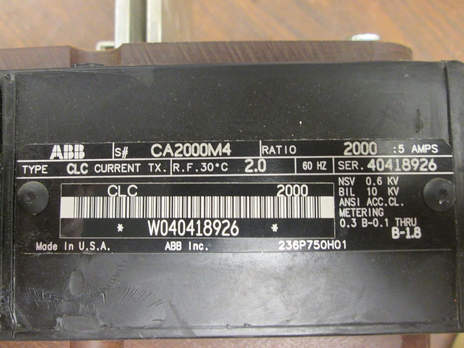 ABB Type CLC Current Transformer CA2000M4 Ratio 2000:5A Used