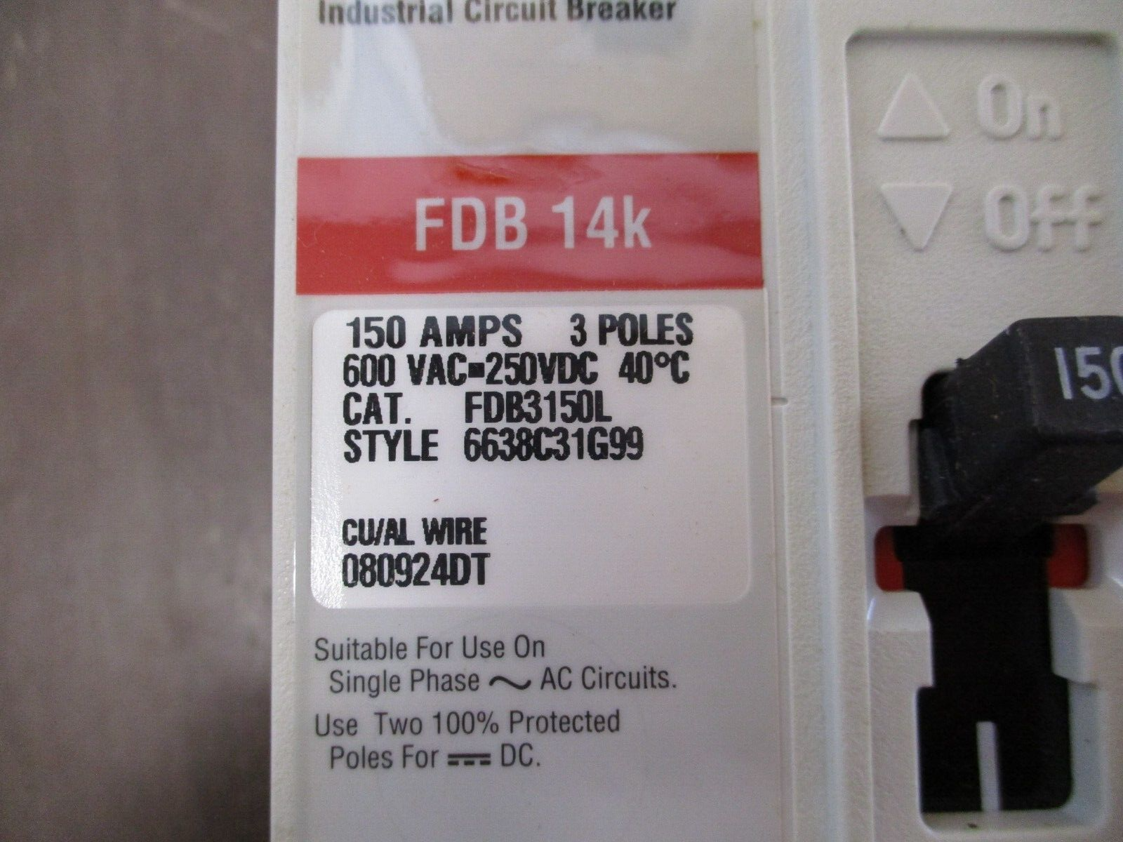 Cutler-Hammer Circuit Breaker FDB3150L 150A 600V 3P New Surplus