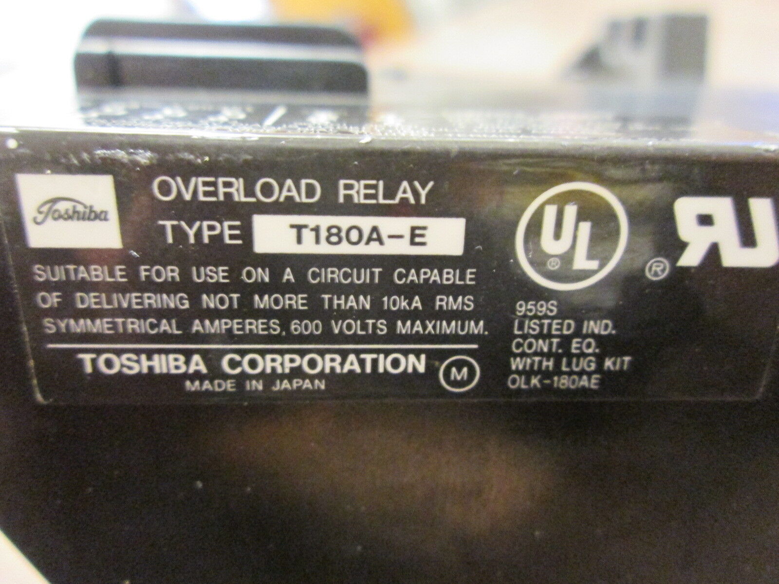 Toshiba Overload Relay T180A-E Trip: 87-130A Used