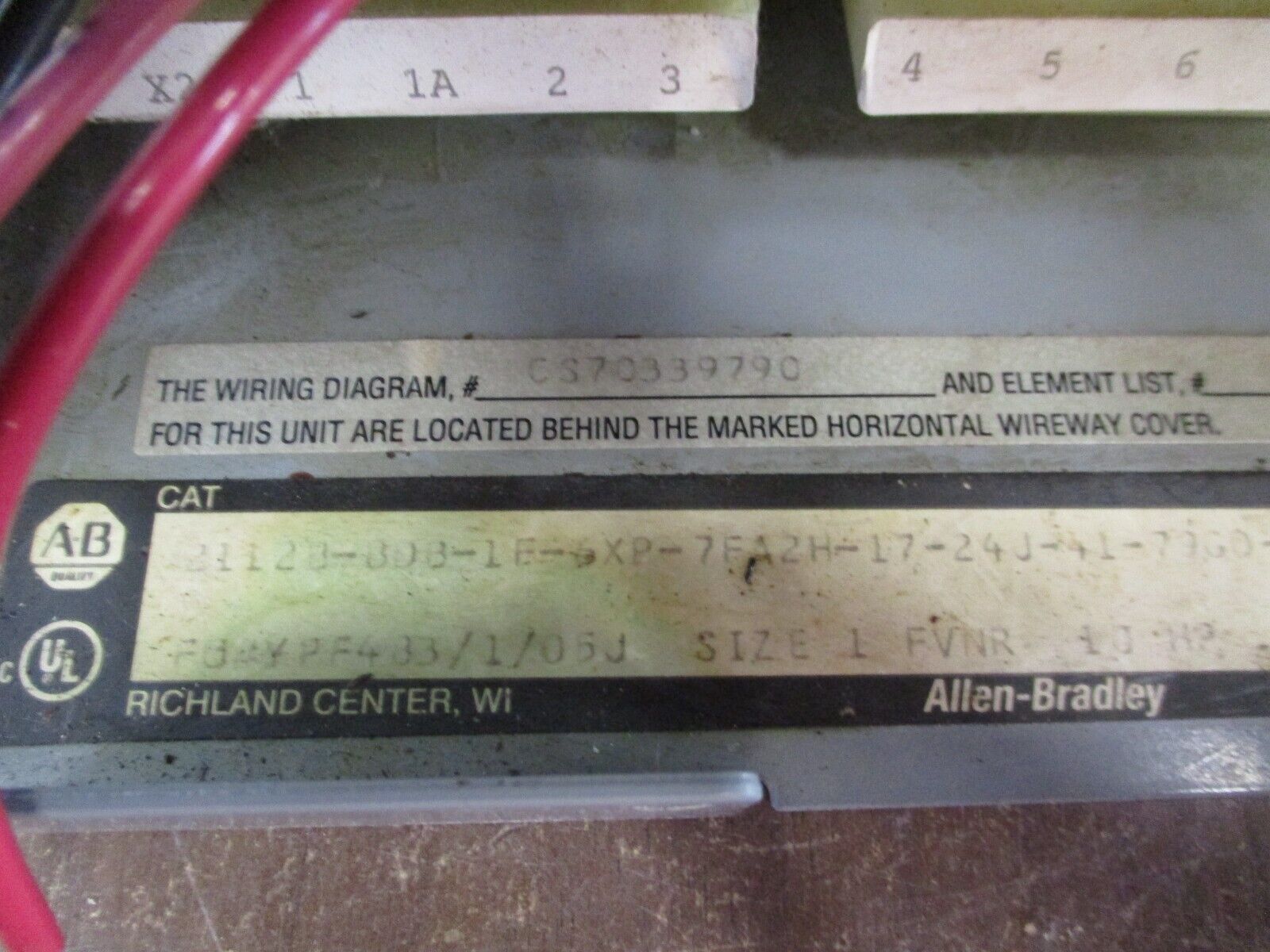 Allen-Bradley Centerline 2100 MCC Bucket Size 1 115-120V Coil 480V 3Ph Used