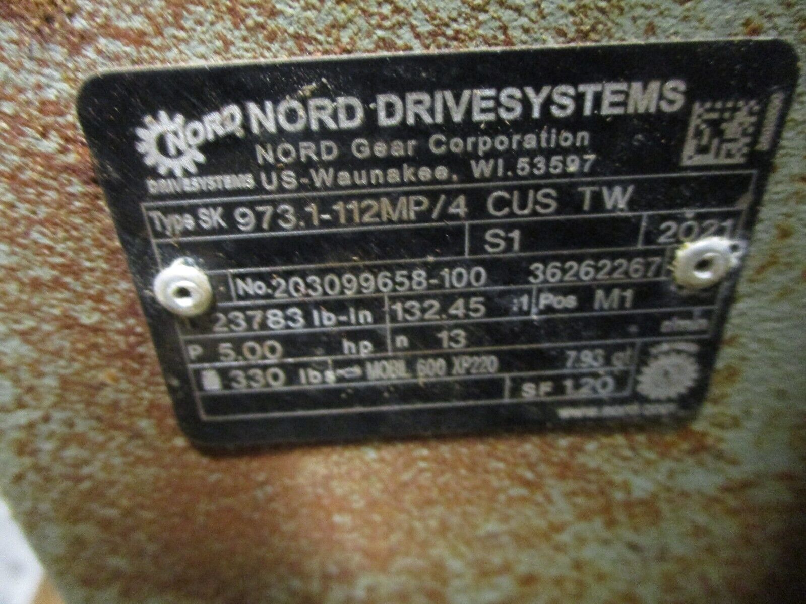 Nord Gearmotor 973.1-112MP/4 CUS TW 5.00HP 23783 lb-In  Used