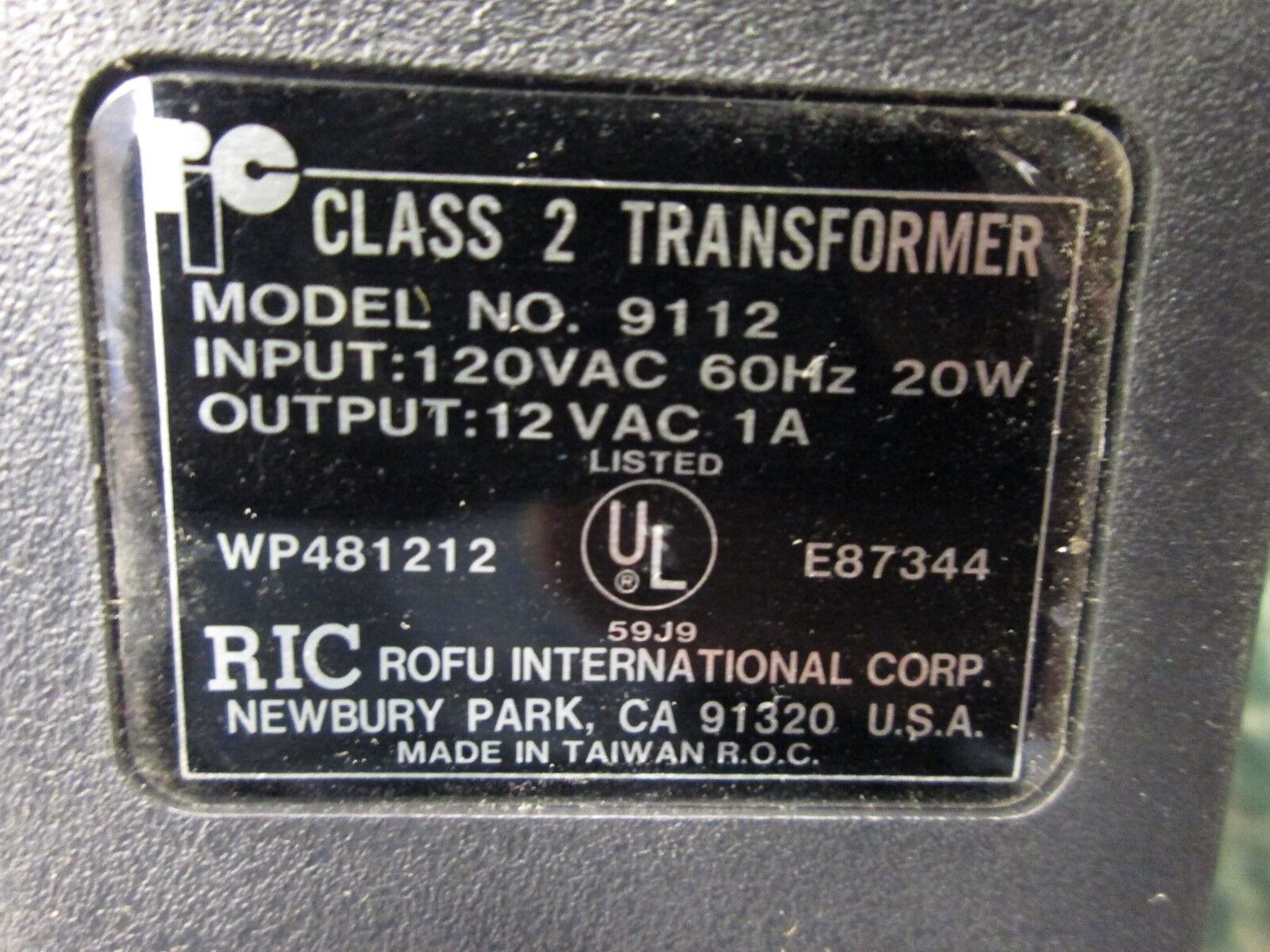 ROFU Transformer 9112 120V Input 12VAC 1A Output New Surplus