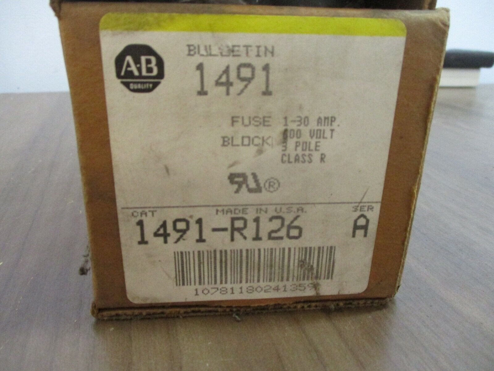 Allen-Bradley Fuse Block 1491-R126 Ser. A 30A 600V 3P New Surplus