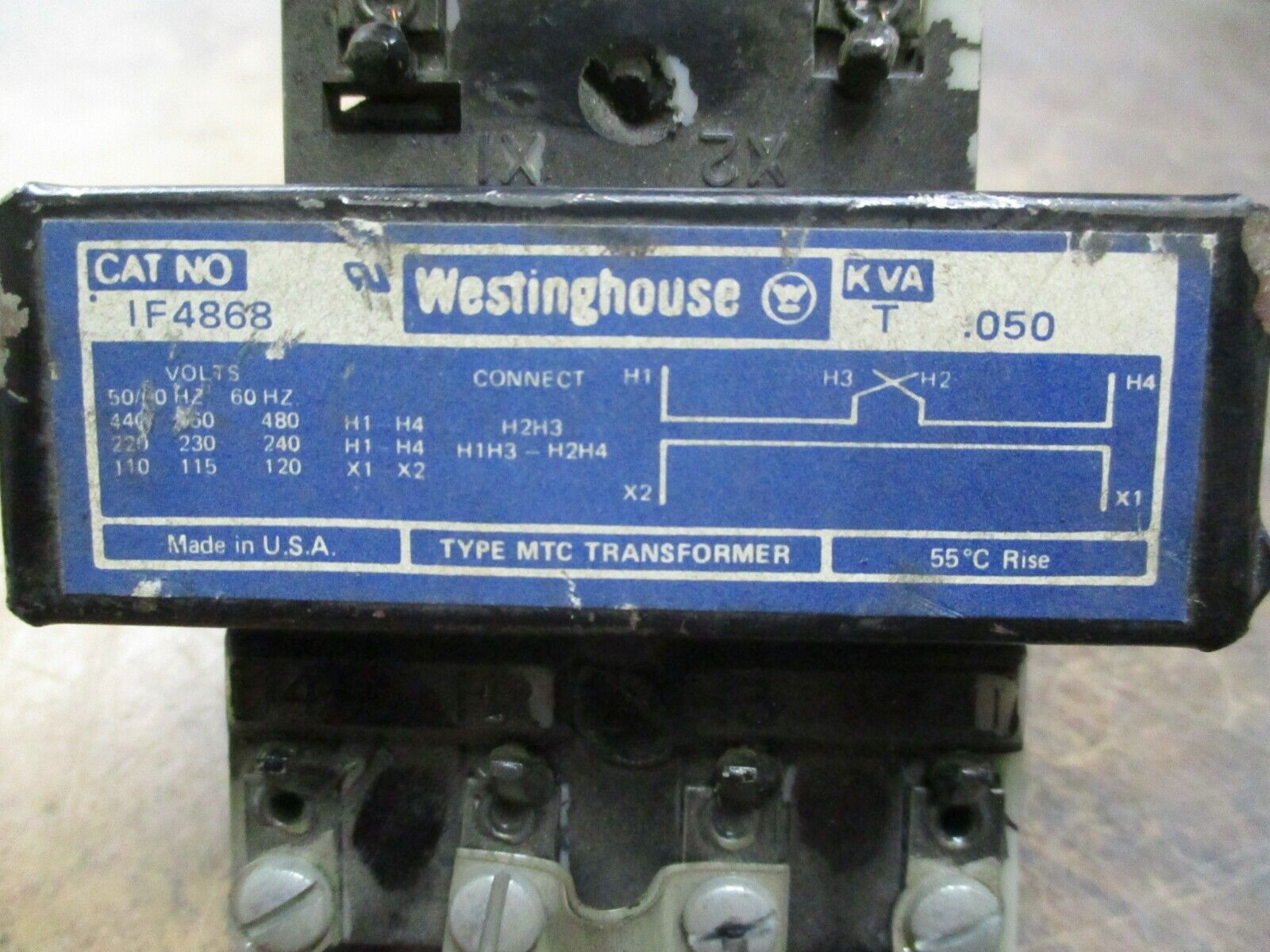 Westinghouse Type MTC Transformer IF4868 0.050KVA Pri: 240/480V Sec: 120V Used