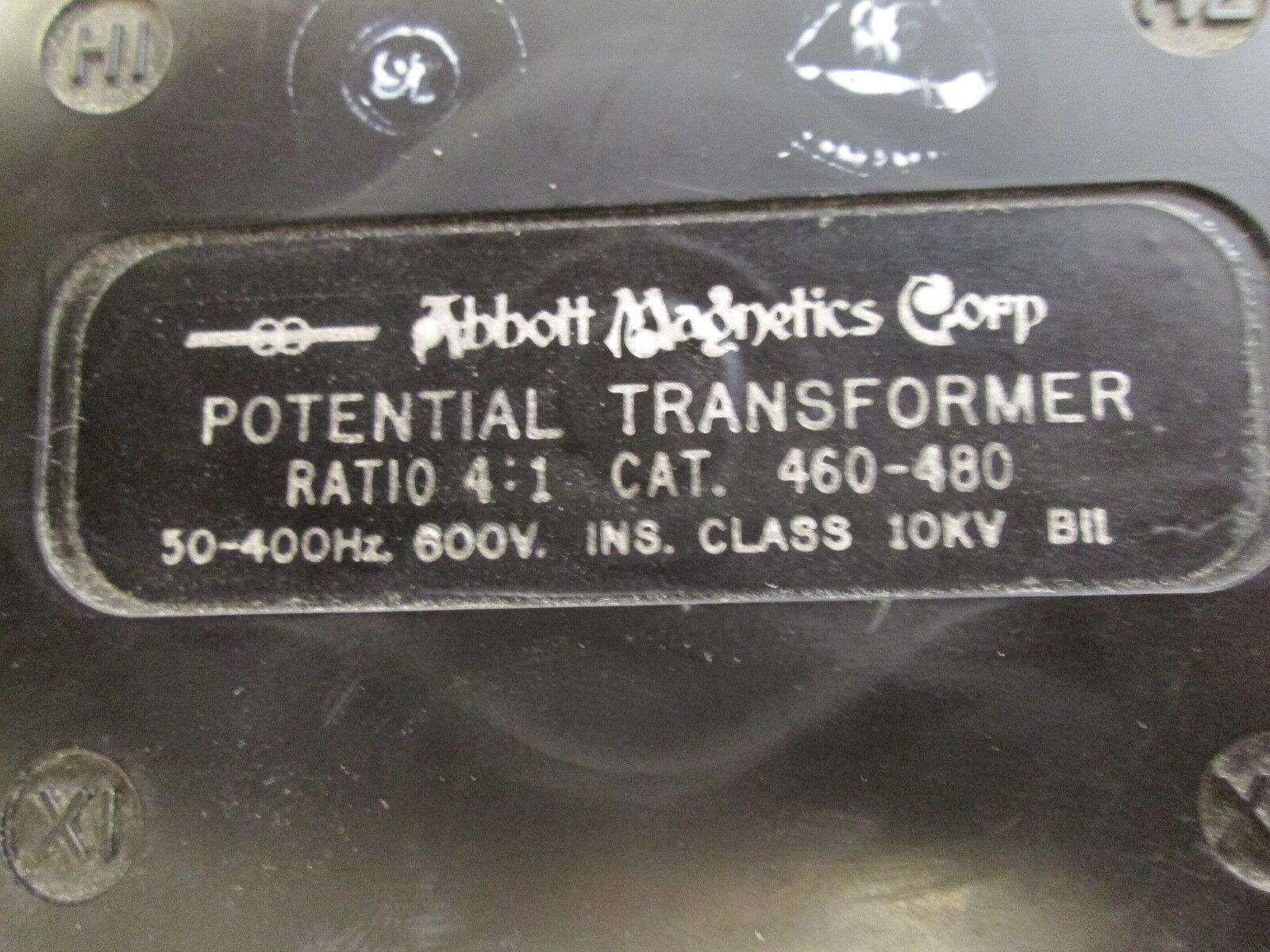 Abbott Magnetics Corp. Potential Transformer 460-480 Ratio 4:1 600V 50-400Hz