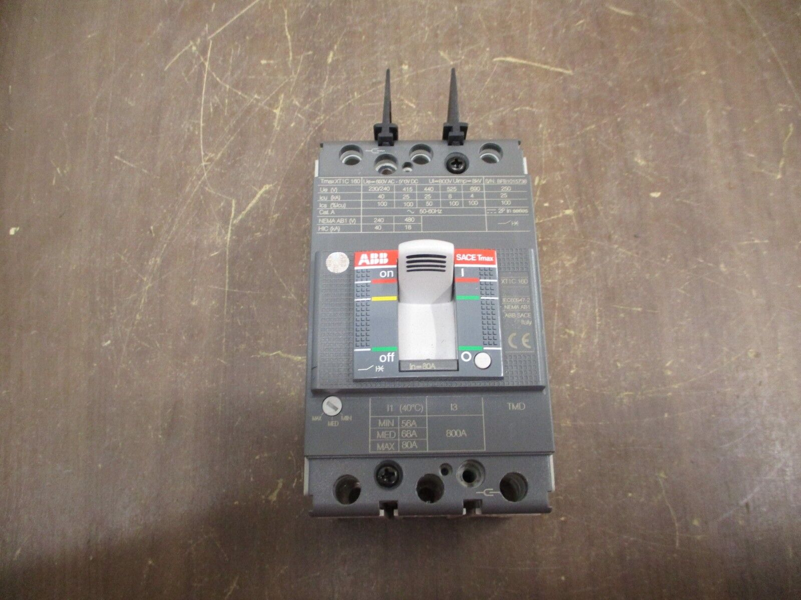 ABB SACE Tmax Circuit Breaker XT1C 160 80A 240/480V 3P Used