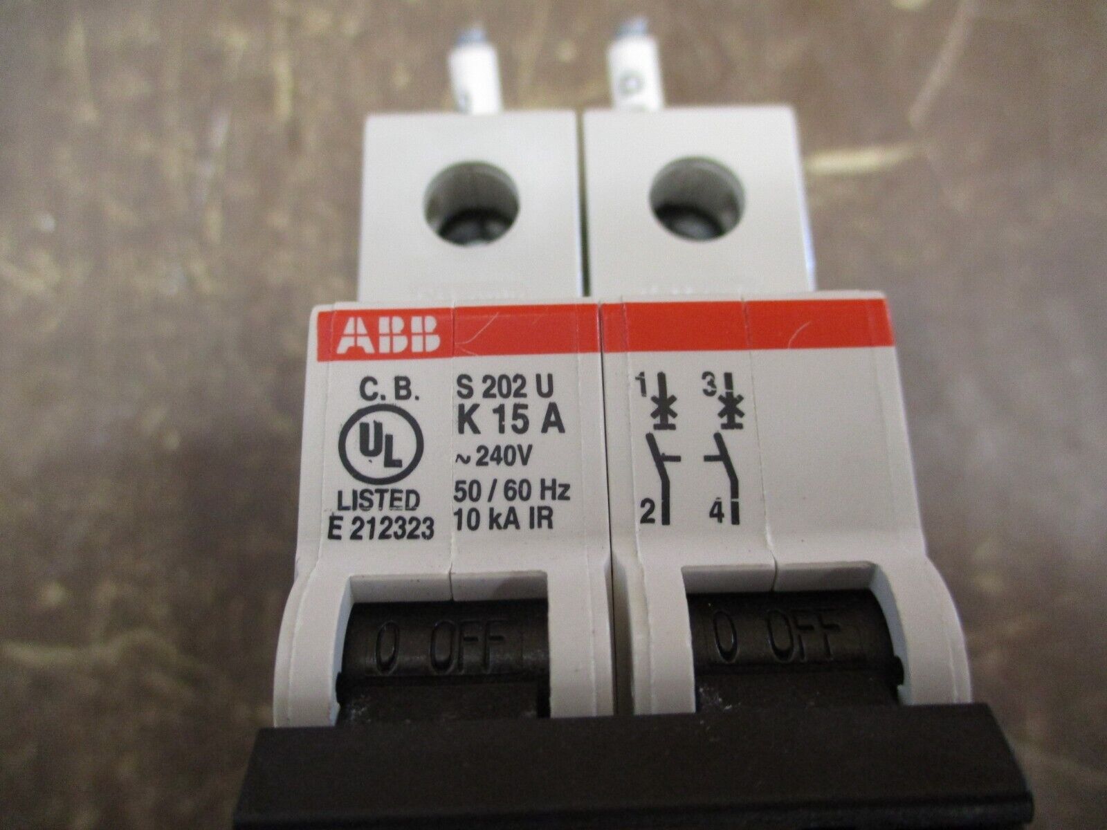 ABB Circuit Breaker S 202 U K15A 15A 240V 2P *Chipped DIN Rail Mount* Used