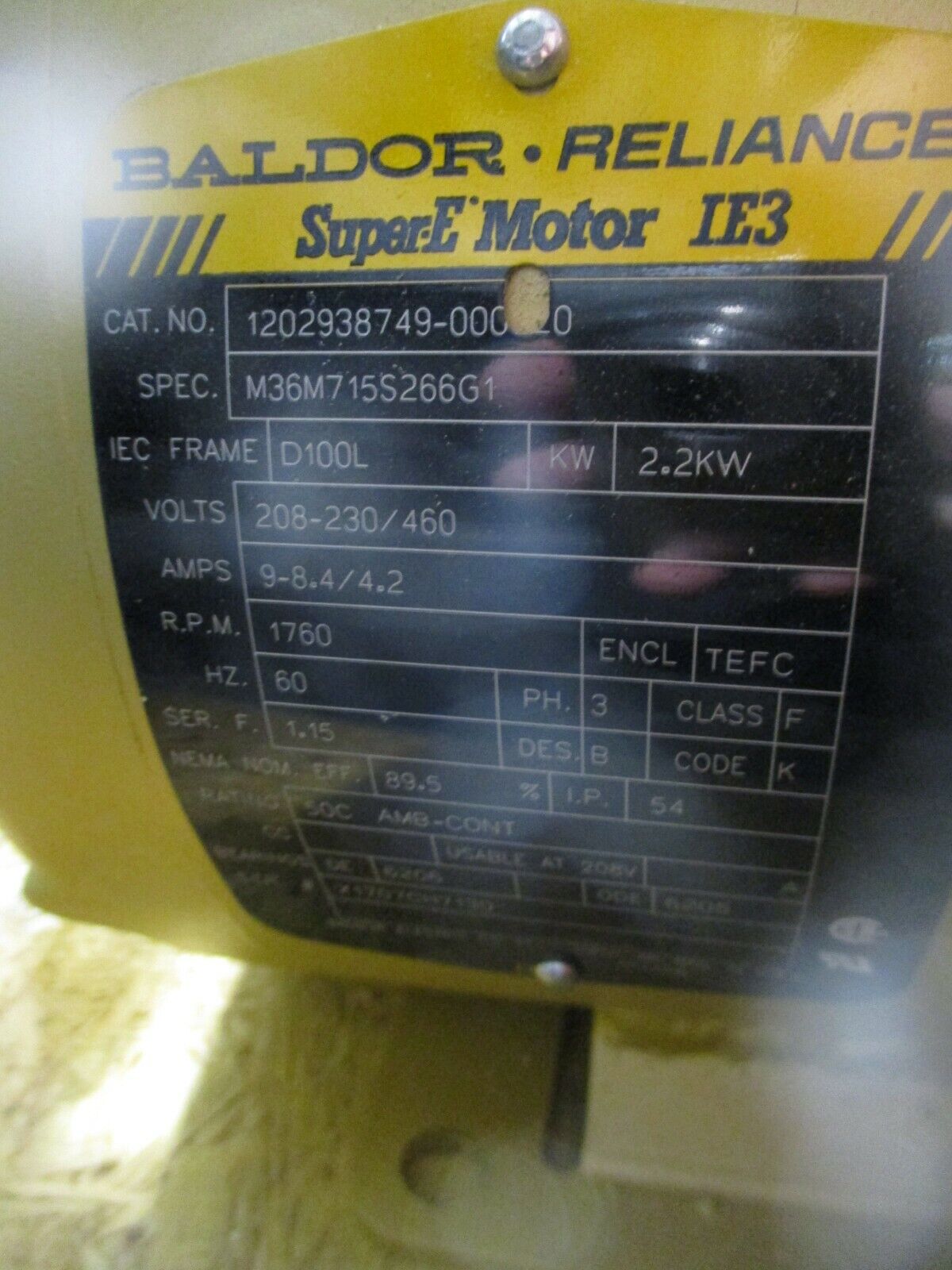 Baldor Super-E IE3 AC Motor 1202938749-000020 3HP 1800RPM 208-230/460V 3Ph 60Hz