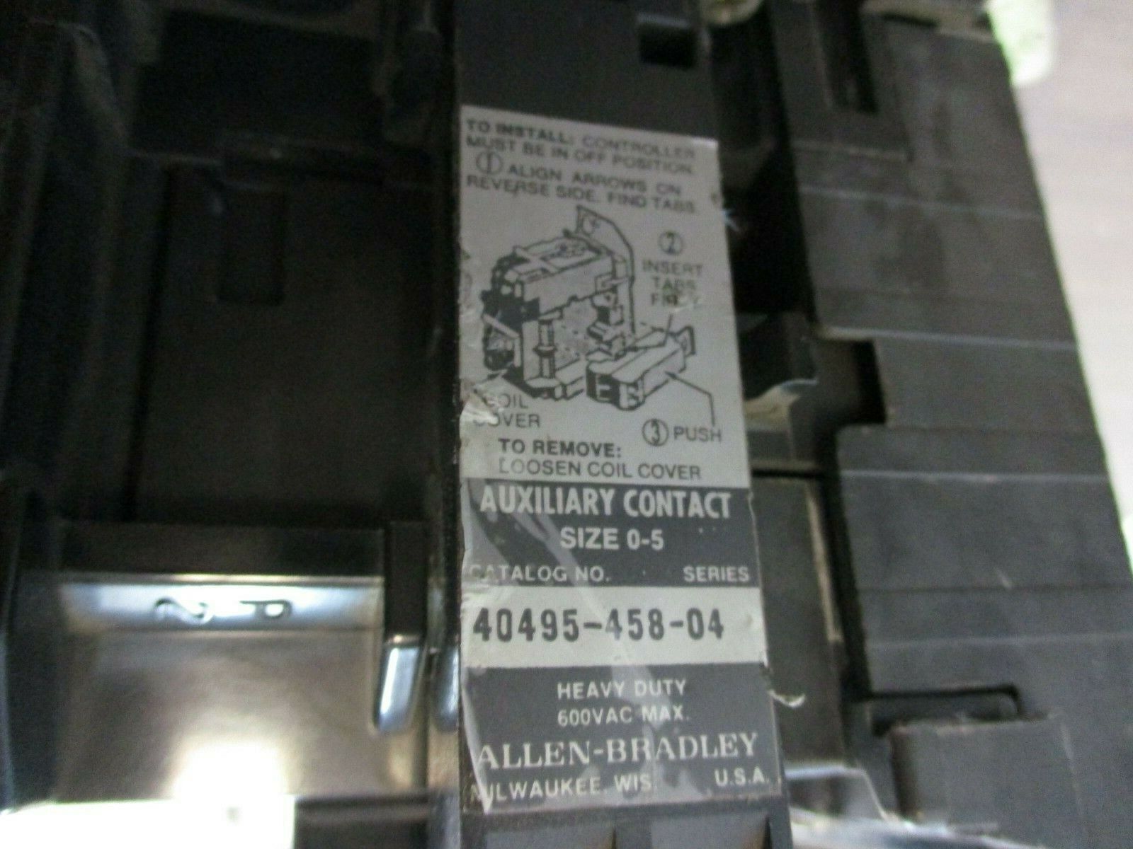 Allen-Bradley DC Contactor 107707 115VAC Coil Used