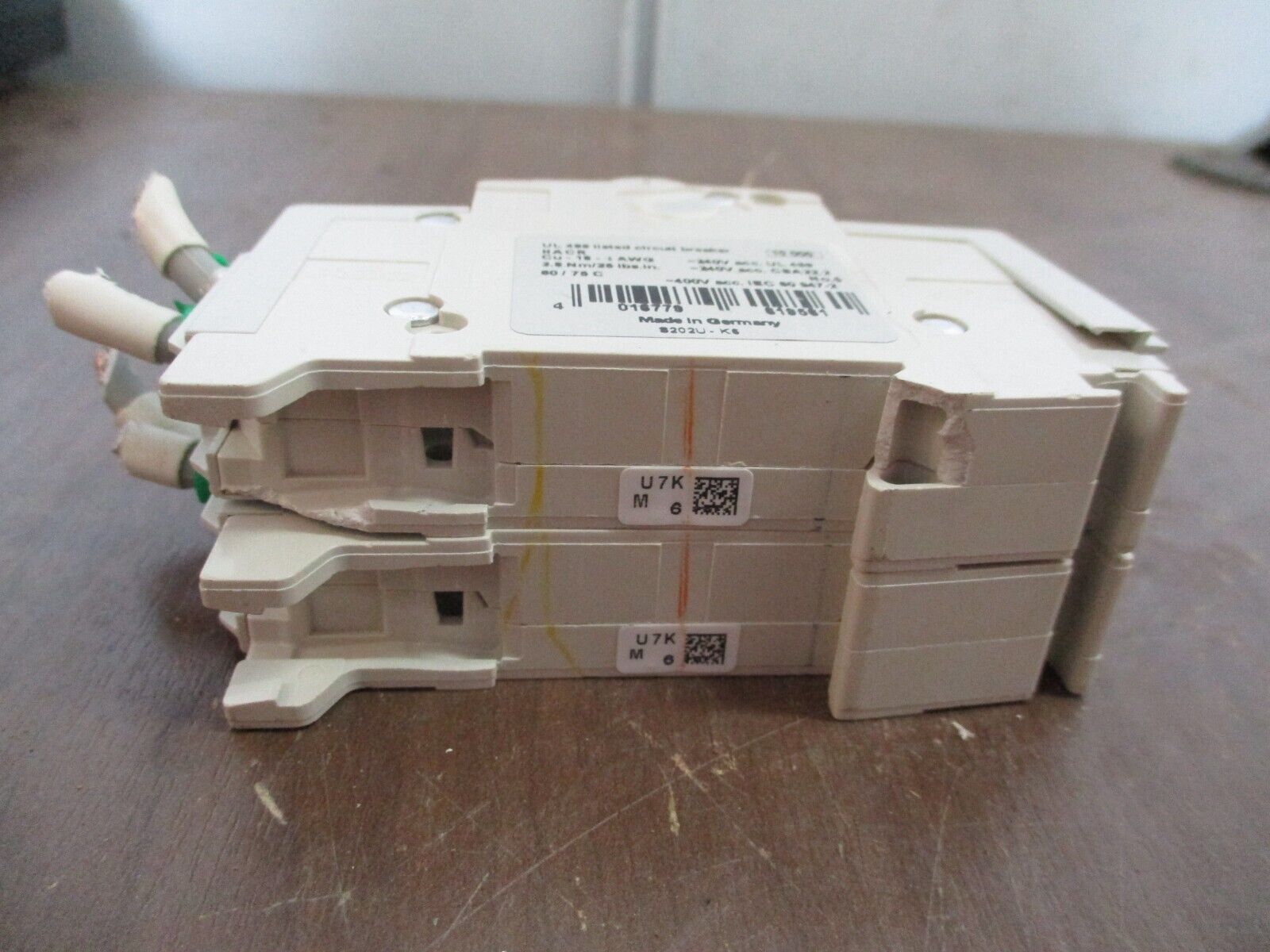 ABB Circuit Breaker S202UK6A 240V 6A 2P *Broken DIN Rail Mounts* Used