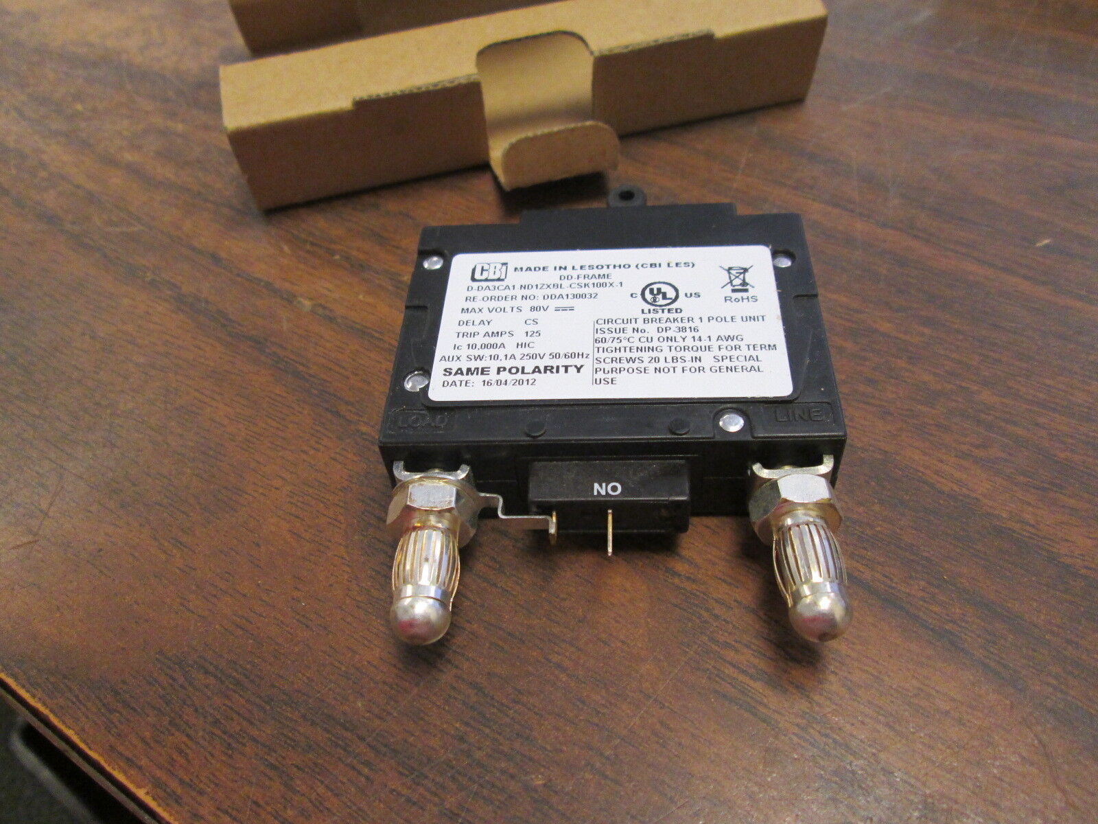 CBi DC Circuit Breaker D-DA3CA1-ND1ZXBL-CSK100X-1 100A 80VDC 1P New Surplus