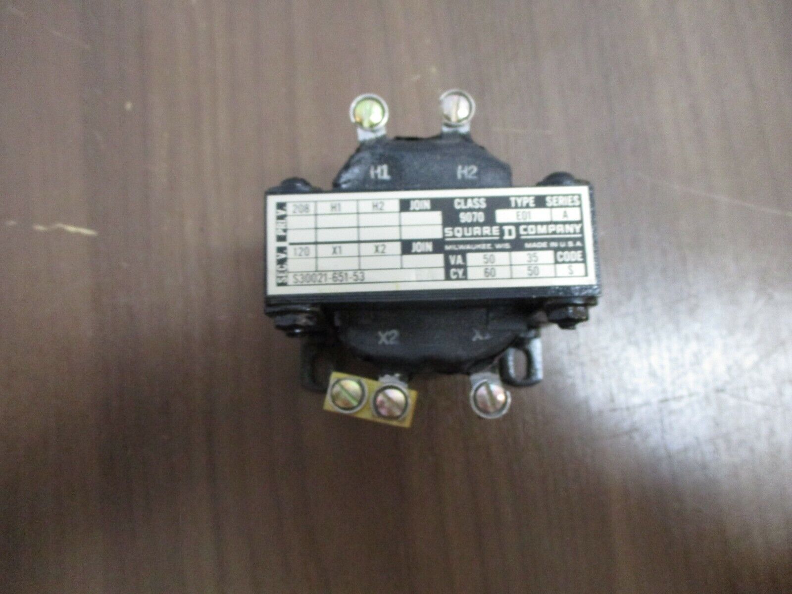 Square D Transformer 9070 E01 Ser. A 50VA Pri: 208V Sec: 120V Used