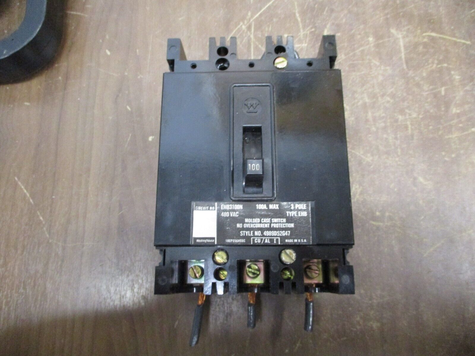 Westinghouse Circuit Breaker EHB3100N 100A 480V 3P Used