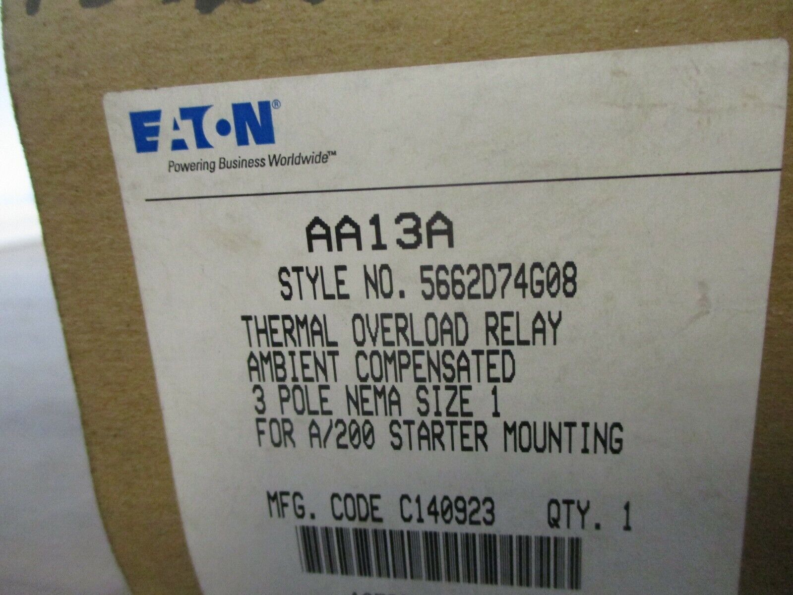 Eaton Overload Relay AA13A 3P Size 1 New Surplus