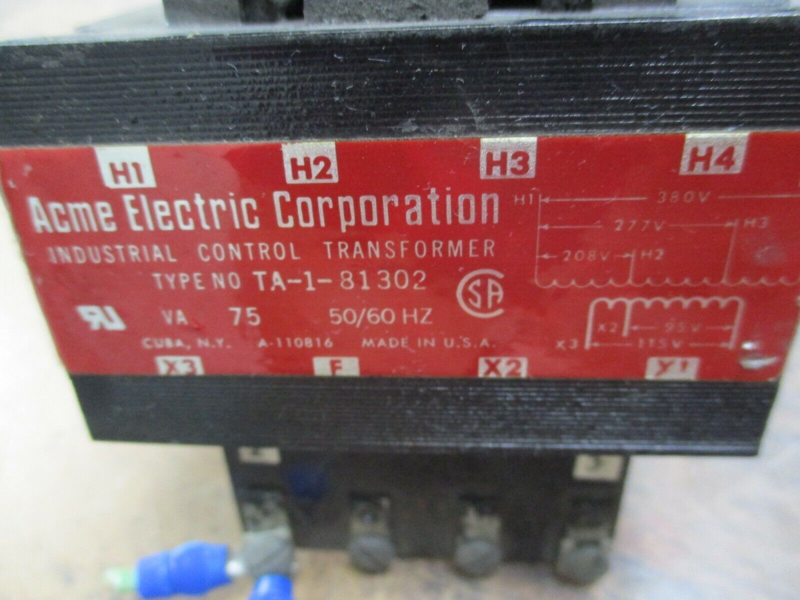 Acme Transformer Control Transformer TA-1-81302 75VA Pri:208/277/380V 50/60Hz