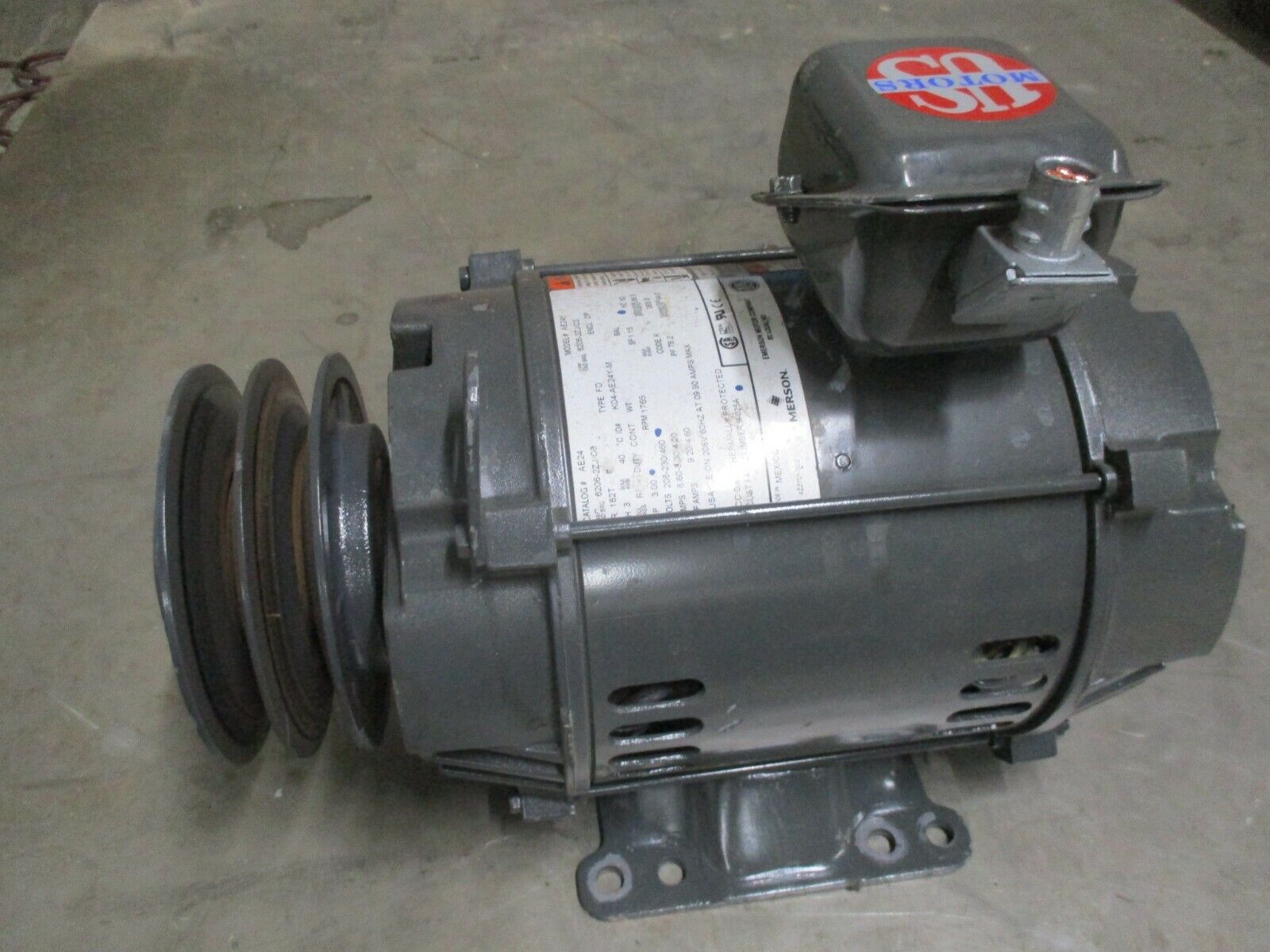 Emerson AC Motor AE24Y 3HP 1800RPM 208-230/460V 8.6-8.3/4.2A 60Hz DP Encl. Used