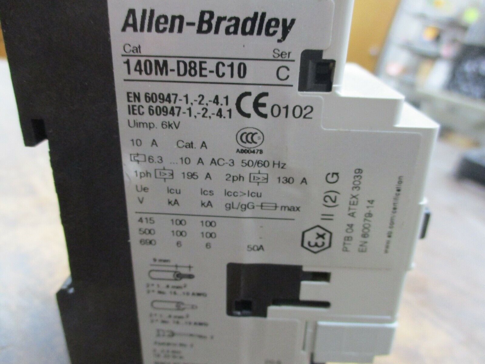 Allen-Bradley Motor Protector 140M-D8E-C10 Ser. B Trip: 6.3-10A w/ Aux Contact