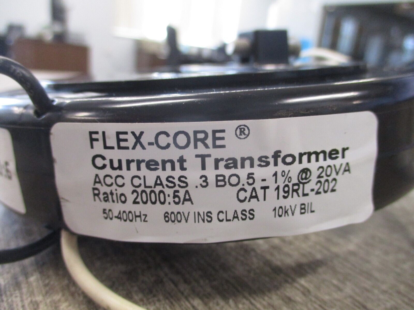 Flex-Core Current Transformer 19RL-202 Ratio 2000:5A 600V 50-400Hz 10kV BIL Used