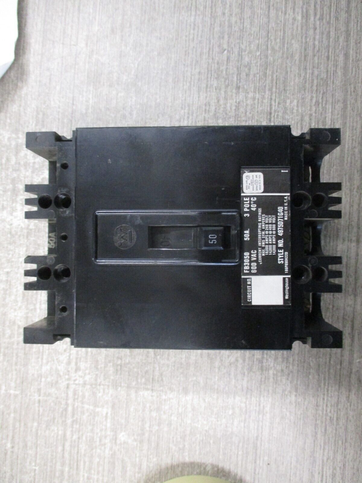 Westinghouse Circuit Breaker FB3050 50A 600V 3P Used