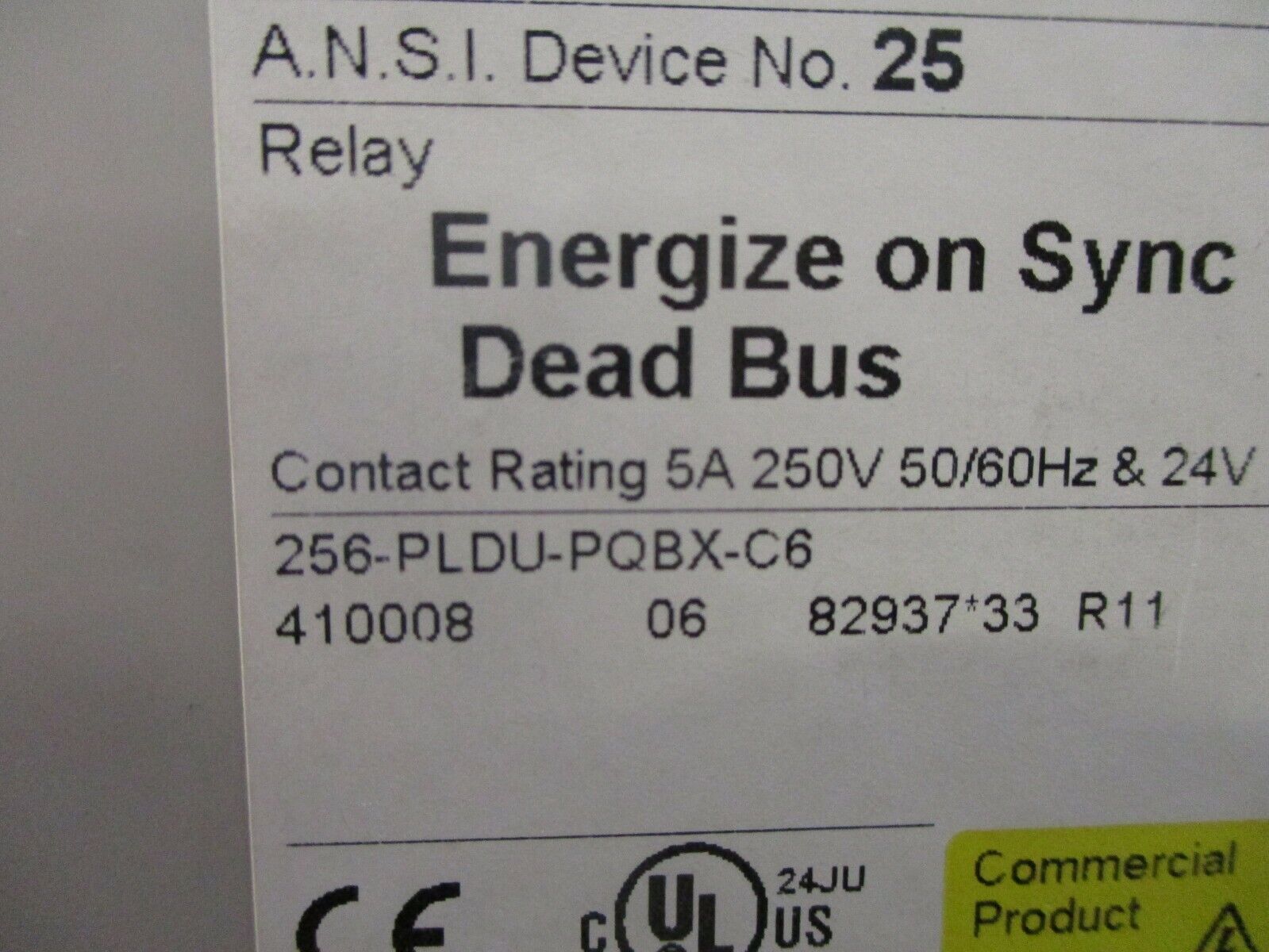 Crompton Protector Relay 256-PLDU-PQBX-C6 120V 60Hz Energize on Sync Dead Bus