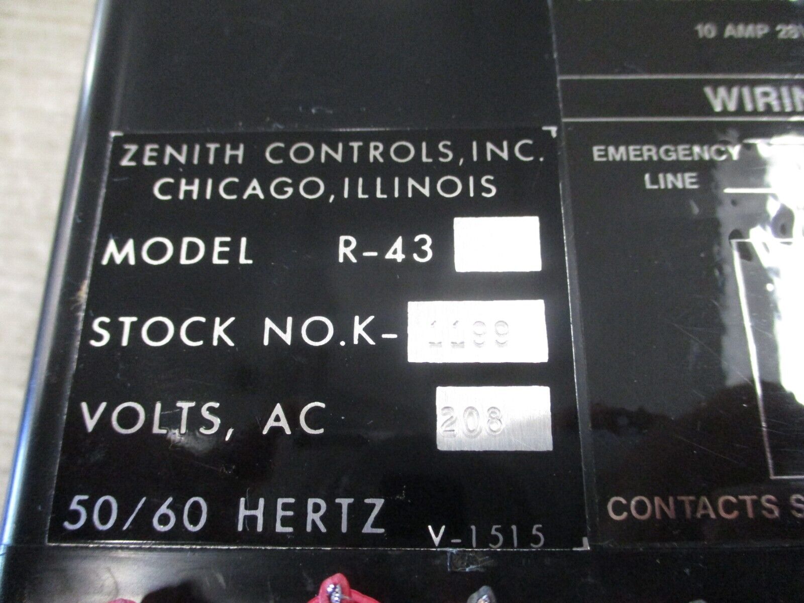 Zenith Controls R-43 In-Phase Monitor K-1199 208V 50/60Hz Used