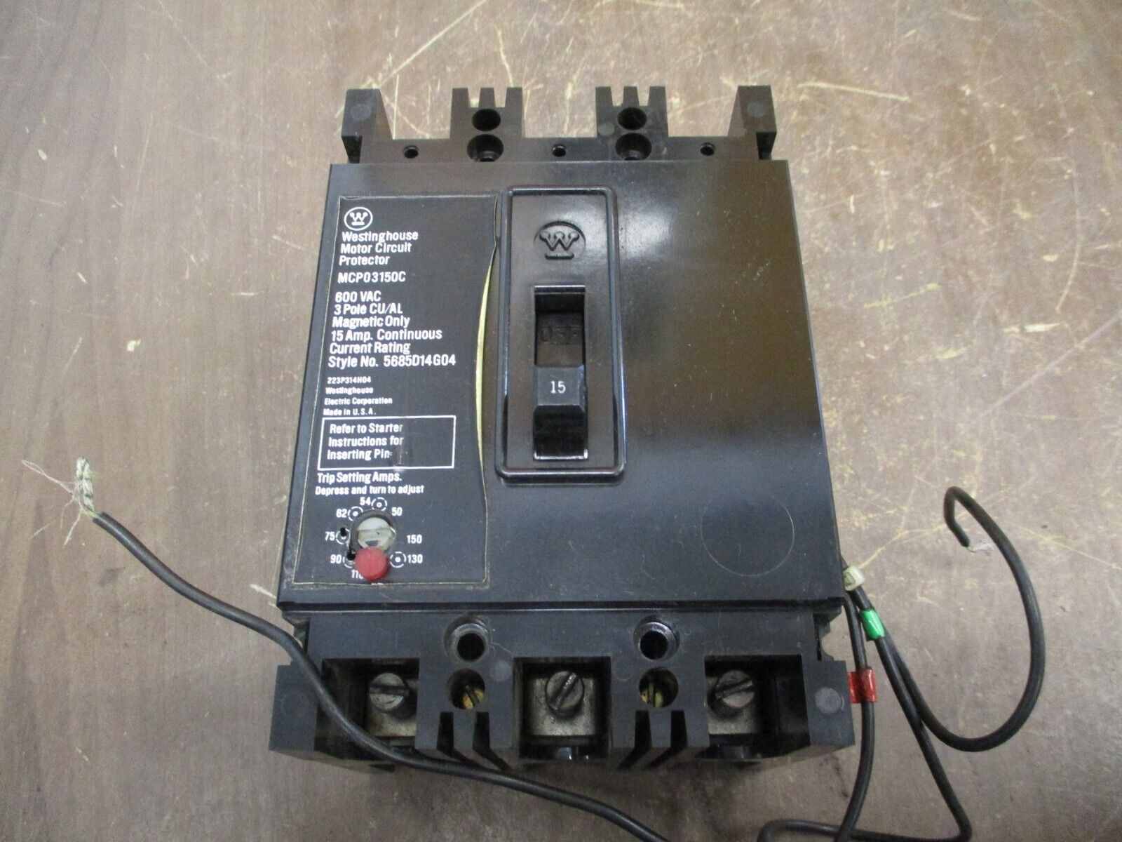 Westinghouse Motor Protector Circuit Breaker MCP03150C 15A Trip: 50-150A 600V 3P